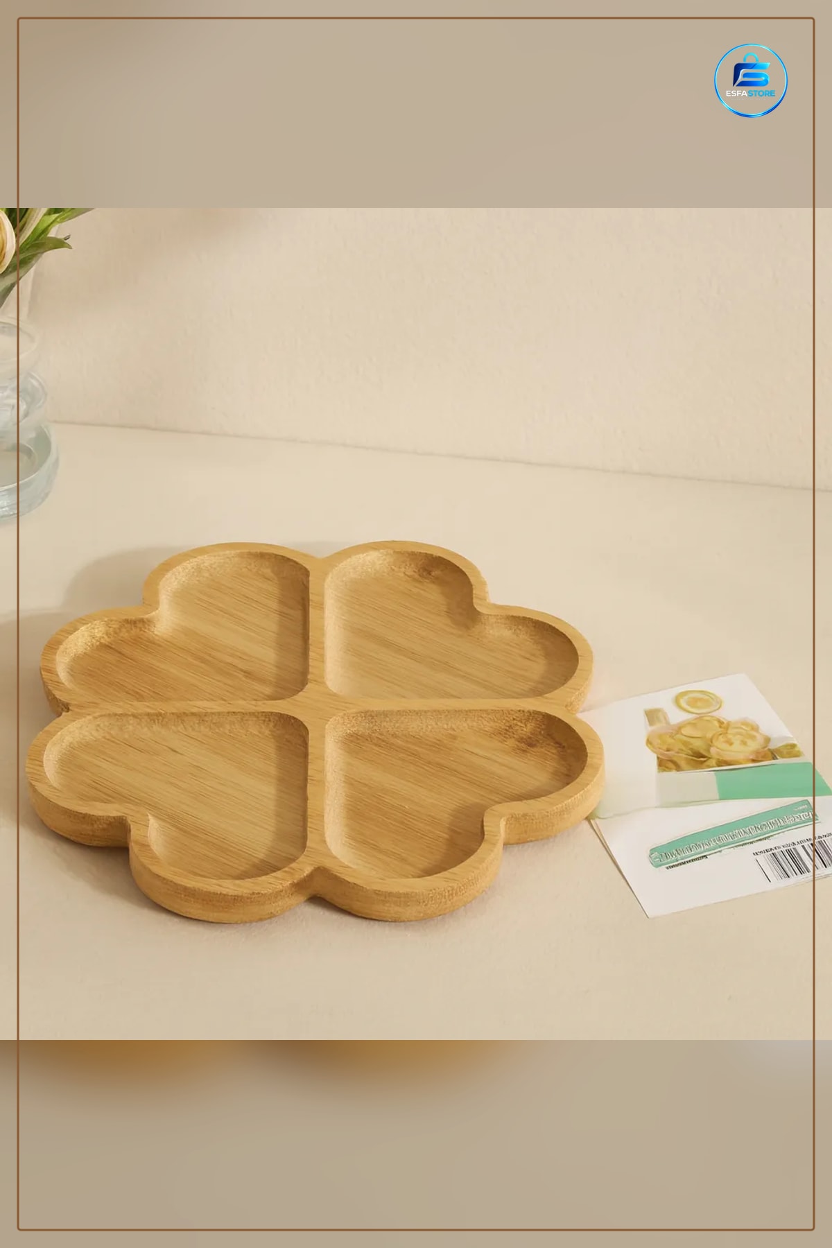 Bambu Kesme Tahtası Servis Sunum Yuvarlak 4 Kalp Bölmeli Attıştrmalık Peynir Meze Tabağı Mutfak