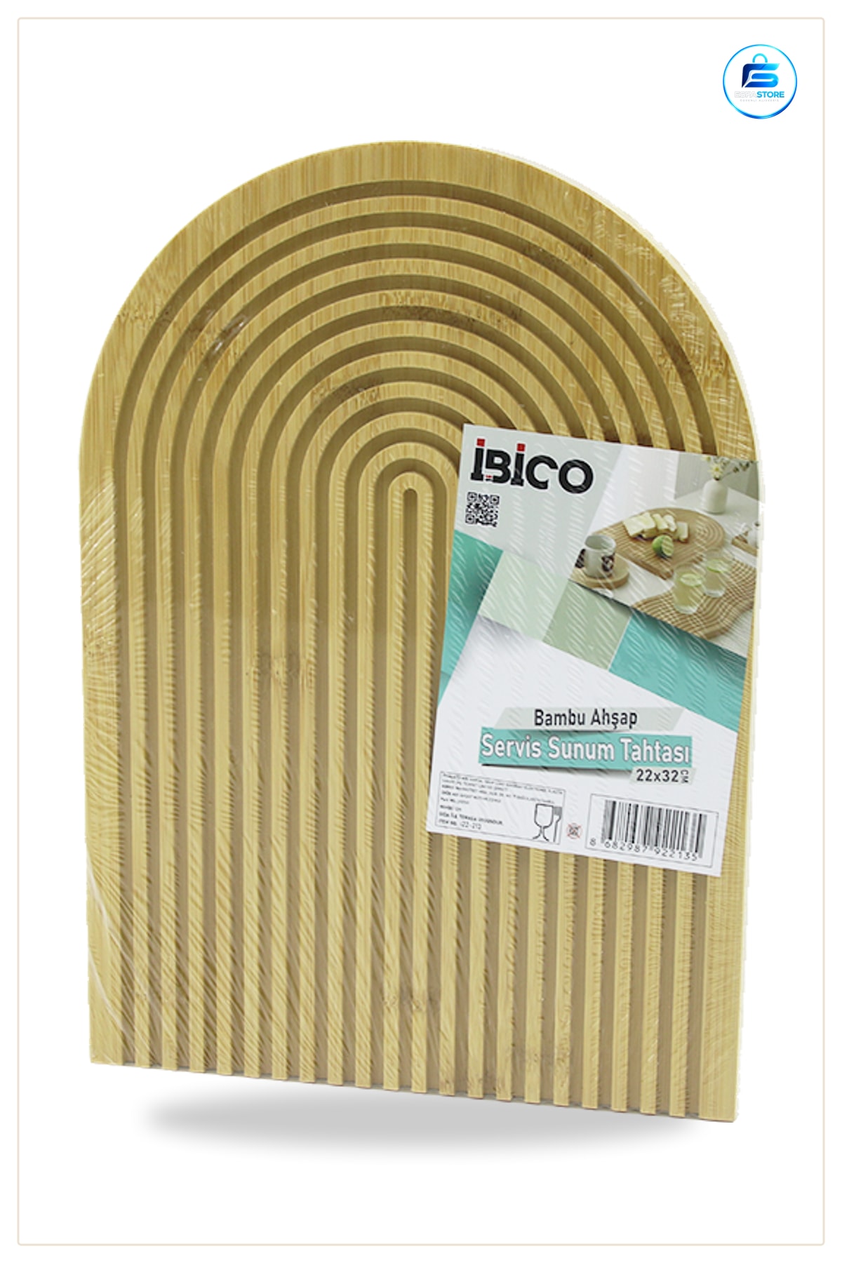Bambu Servis Tepsisi Sunum Tahtası 22x32 cm Çift Taraflı Kemerli Oval Kesme Peynir Meze Tepsi