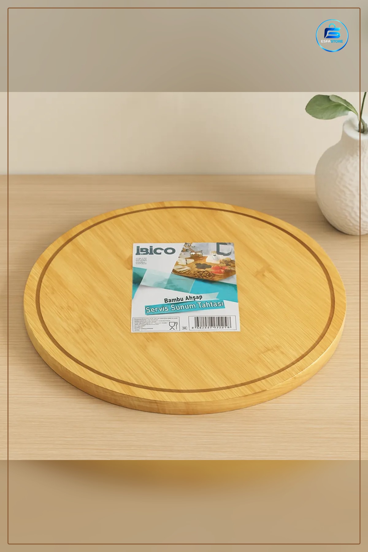 Doğal Bambu Döner Sunum Tepsisi 29.7 cm ° Yuvarlak Servis Tahtası Kahvaltı Mutfak Sofra