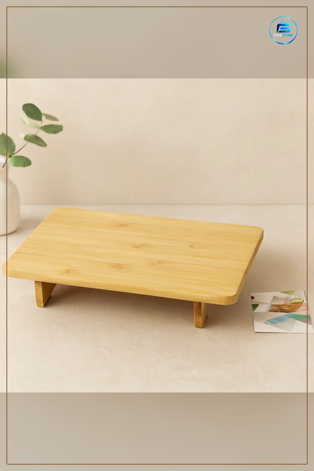 Bambu Ahşap Dikdörtgen Servis Sunum Tahtası 32,5x21,5 cm Ayaklı 5 Aperatif Peynir Meze Tepsi