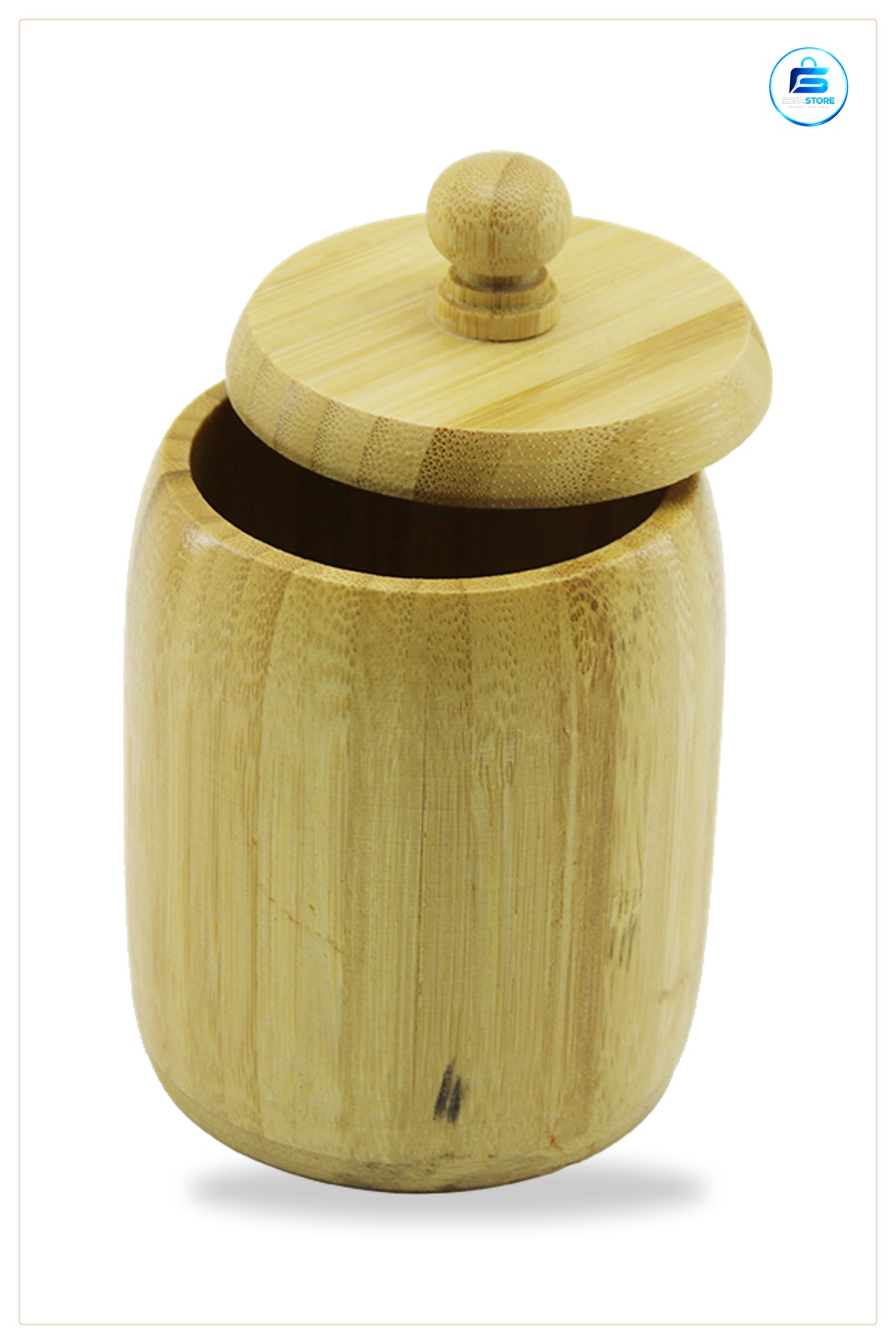 Kapaklı Ahşap Bambu Şekerlik 7,5 x 8,5 cm Mutfak Saklama Kavanozu Çay Kahve Şekeri Kuruyemiş