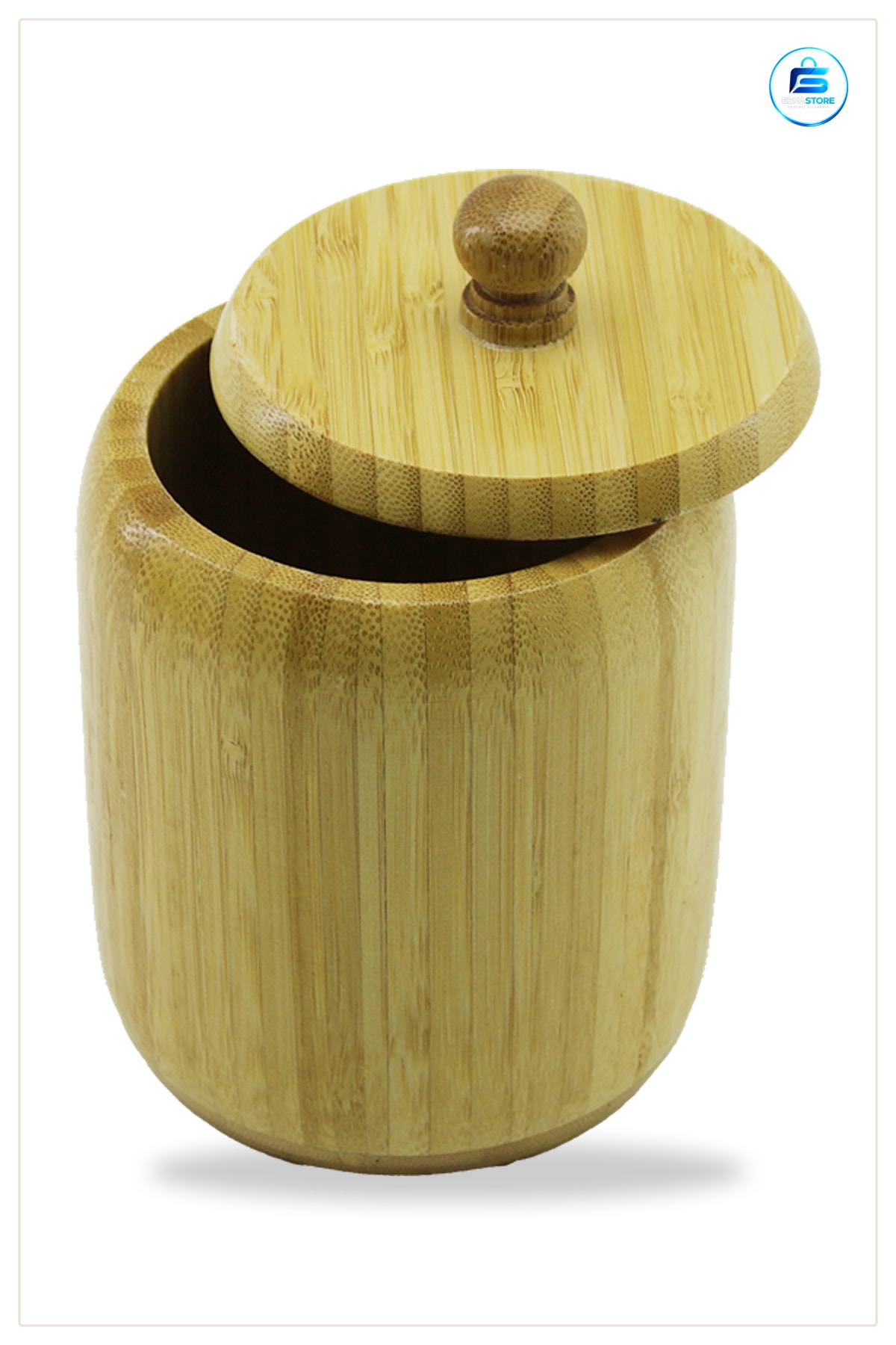 Bambu Kapaklı Şekerlik Tuzluk Biberlik 9 cm Ahşap Mutfak Sofra Saklama Kabı Doğal Çay Şekeri
