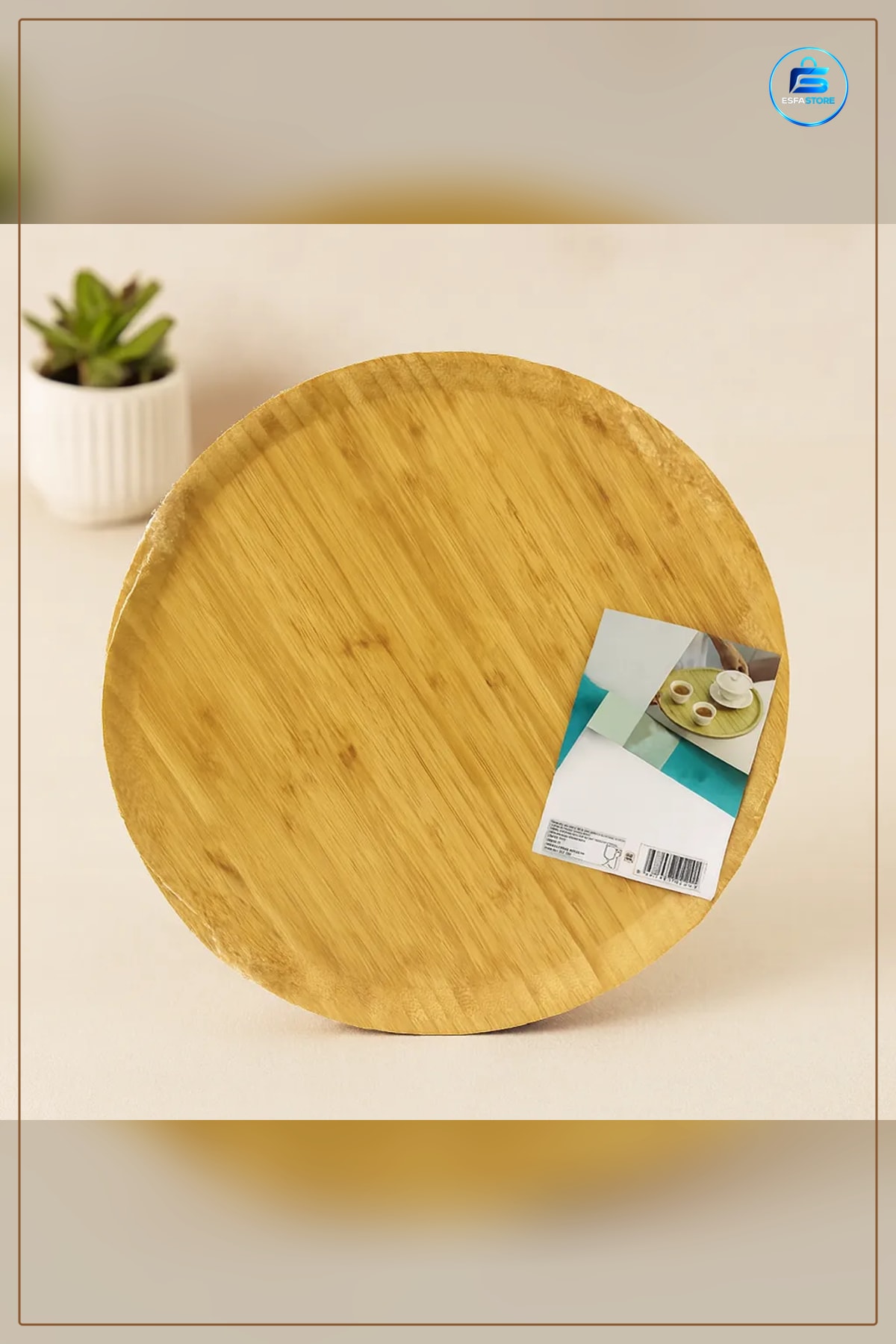 Tepsi Yuvarlak Bambu Servis Sunum Tahtası 38 cm Peynir Attıştırmalık Kahvaltı Kafe
