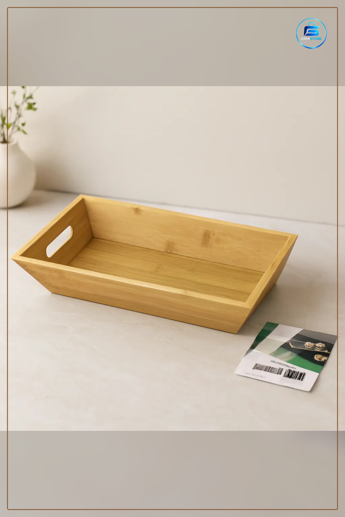 Bambu Dikdörtgen Sunum Tepsisi 16x30x4.5 cm Kulplu Kahvaltı Servis Mutfak Ev Sofra Ahşap