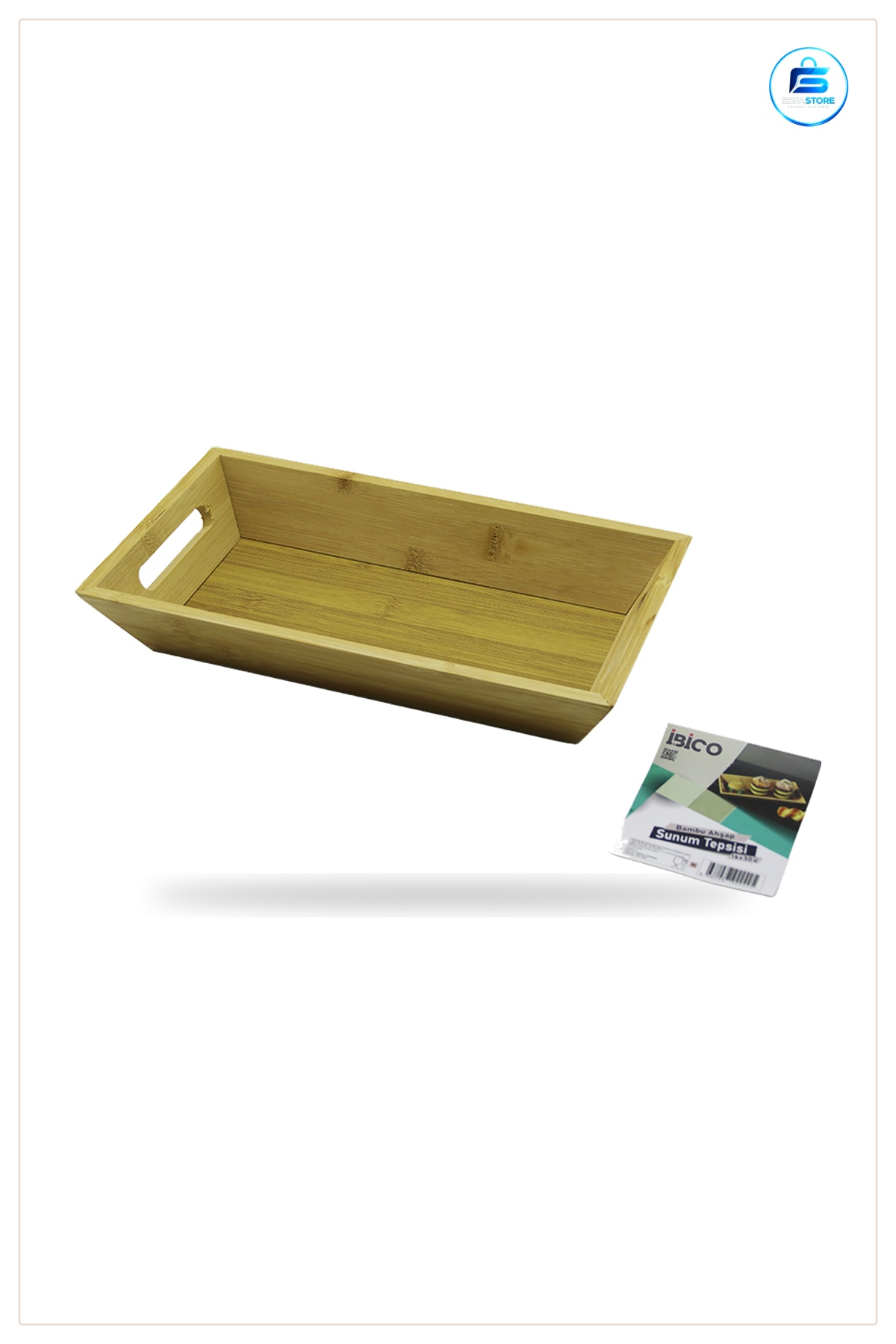 Bambu Dikdörtgen Sunum Tepsisi 16x30x4.5 cm Kulplu Kahvaltı Servis Mutfak Ev Sofra Ahşap