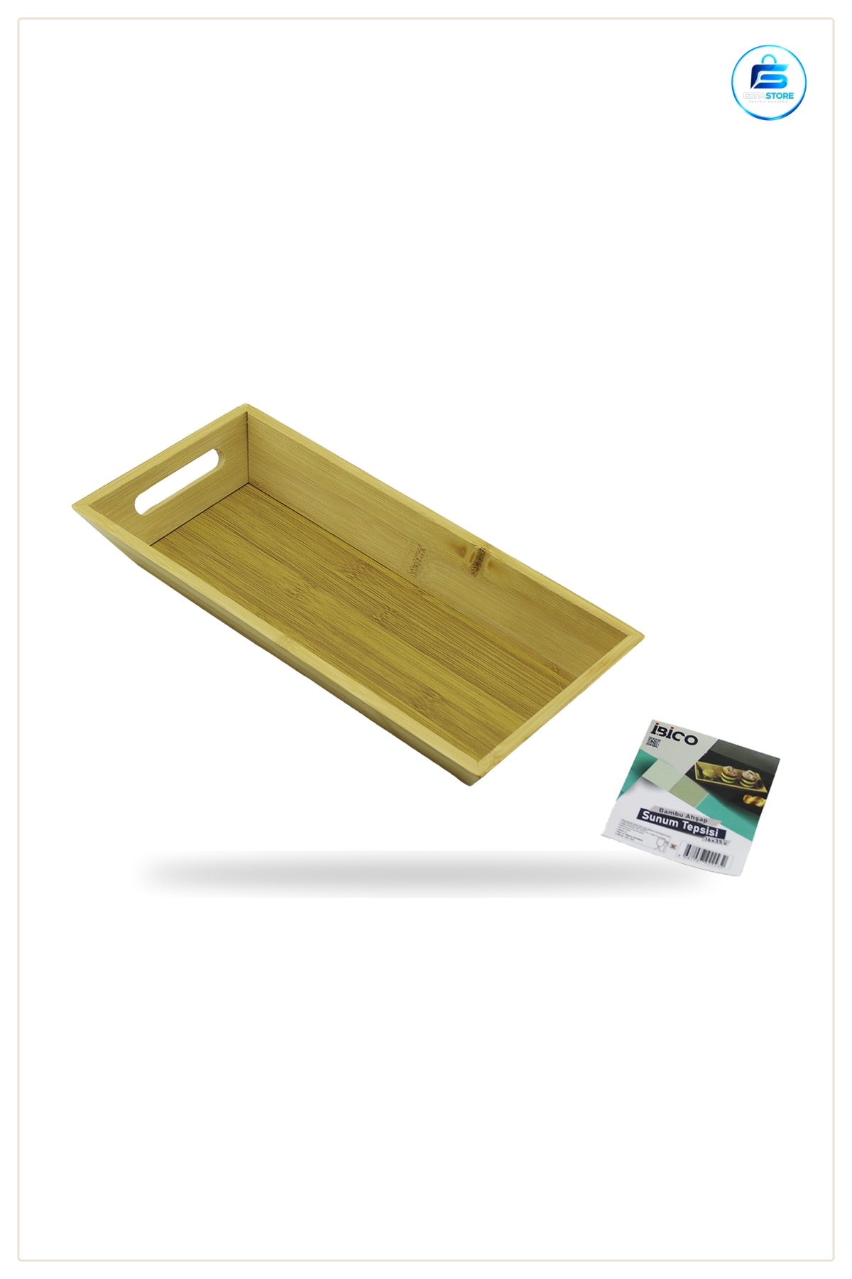 Tepsi Doğal Bambu Sunum 16x35x4.5 cm Çift Kulplu Kafe Restoran Ev Servisi Aperatif