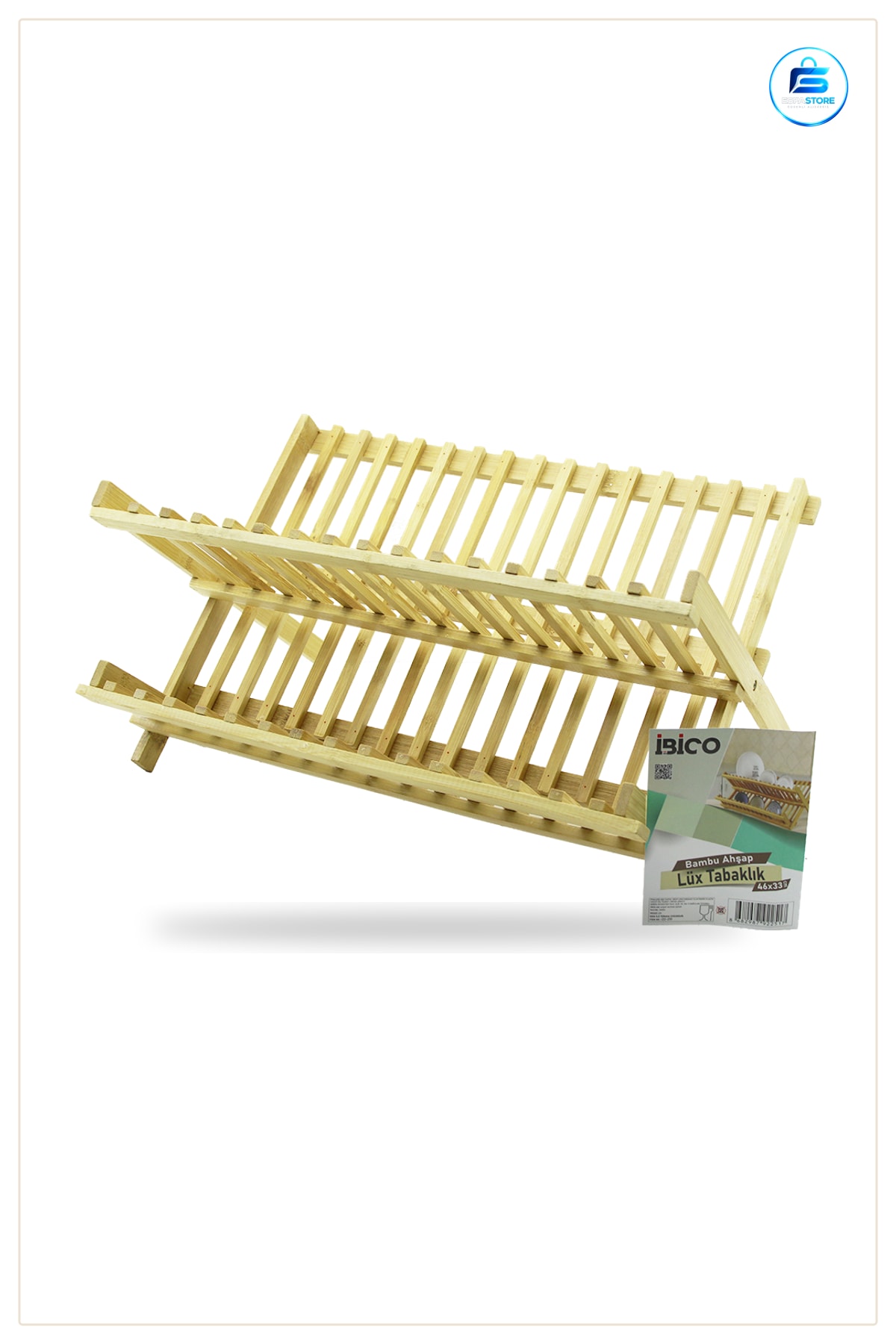 Bambu Tezgah Üstü Bulaşıklık 46x33 cm Tabaklık Kurutma Rafı Lüx Mutfak Düzenleyici Ahşap