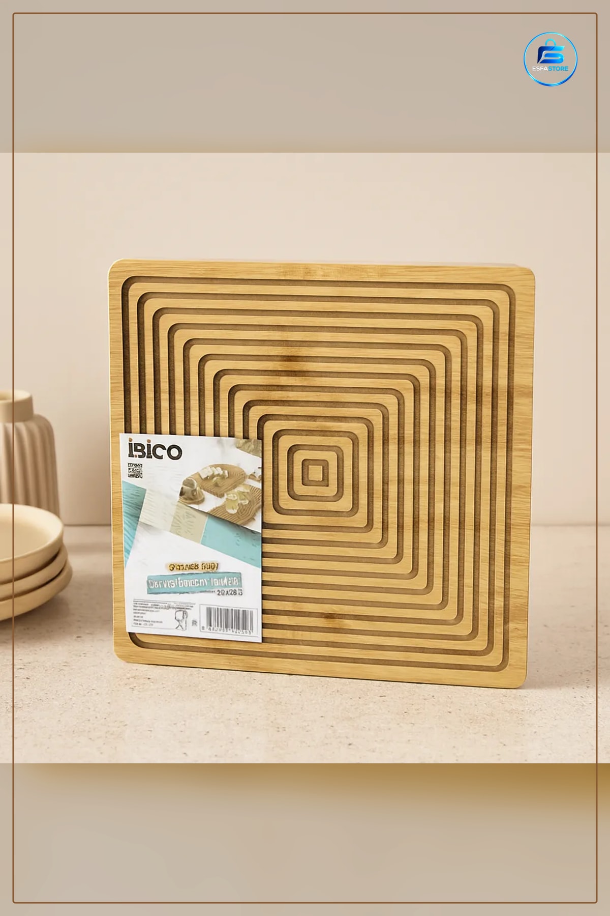 Doğal Bambu Kesme Tahtası Servis Tabağı 28x28 cm Çift Taraflı Mutfak Sunum Panosu Restoran