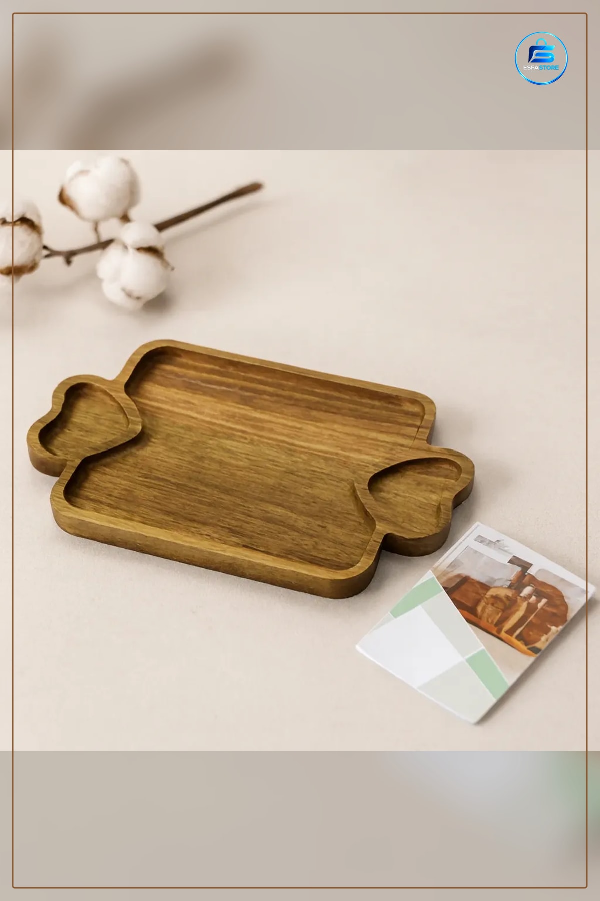 Akasya Ahşap Sunum Tepsisi 25x14x1,4 cm Kalp Bölmeli Aperatif Peynir Meze Tatlı Kahvaltı Servis