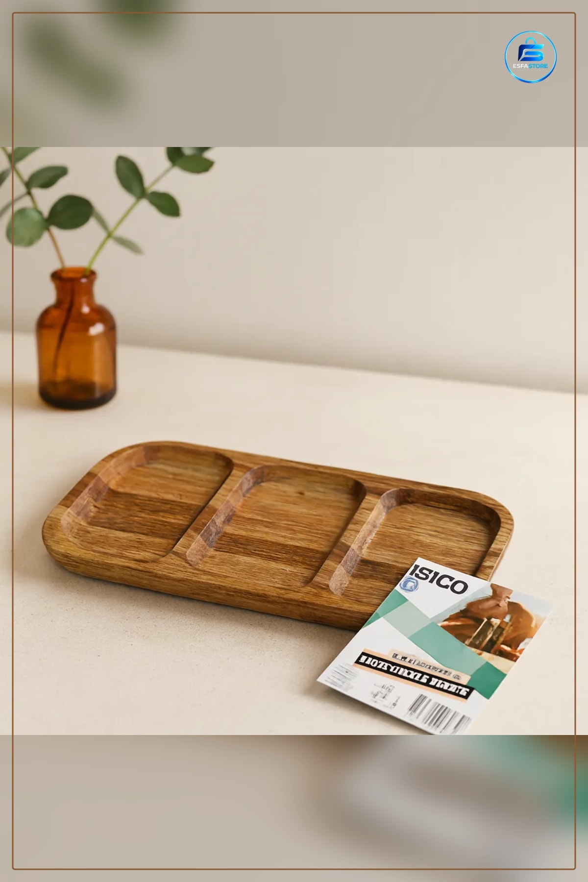 Akasya Ahşap Servis Tepsisi 3 Bölmeli 25x14 cm Sunum Tahtası Peynir Meze Atıştrmalık Mutfak Sofra
