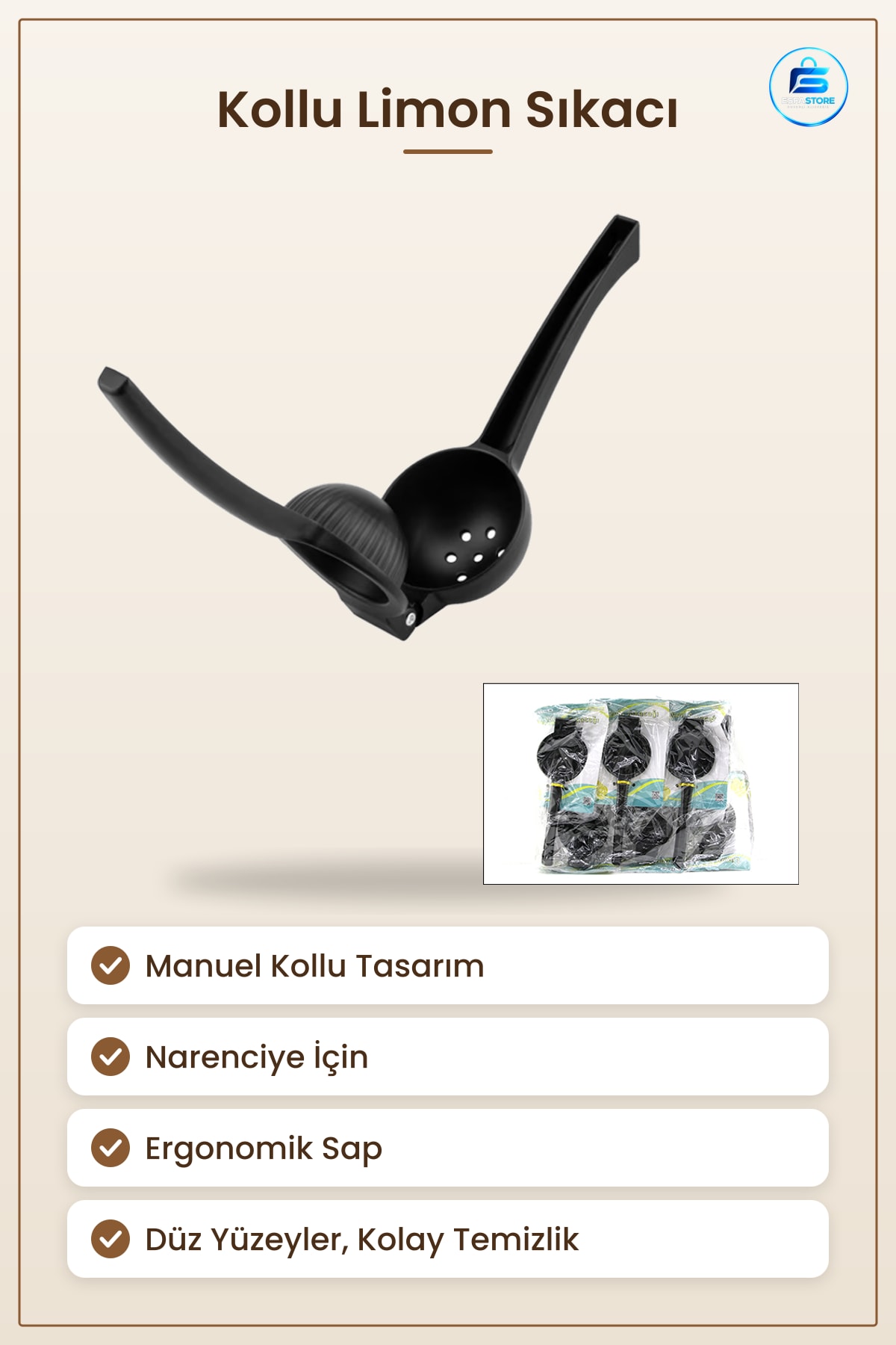 Limon Sıkacğı Kollu Manuel Narenciye Meyve Sıkma Aleti Mutfak Yardımcısı Pratik Siyah