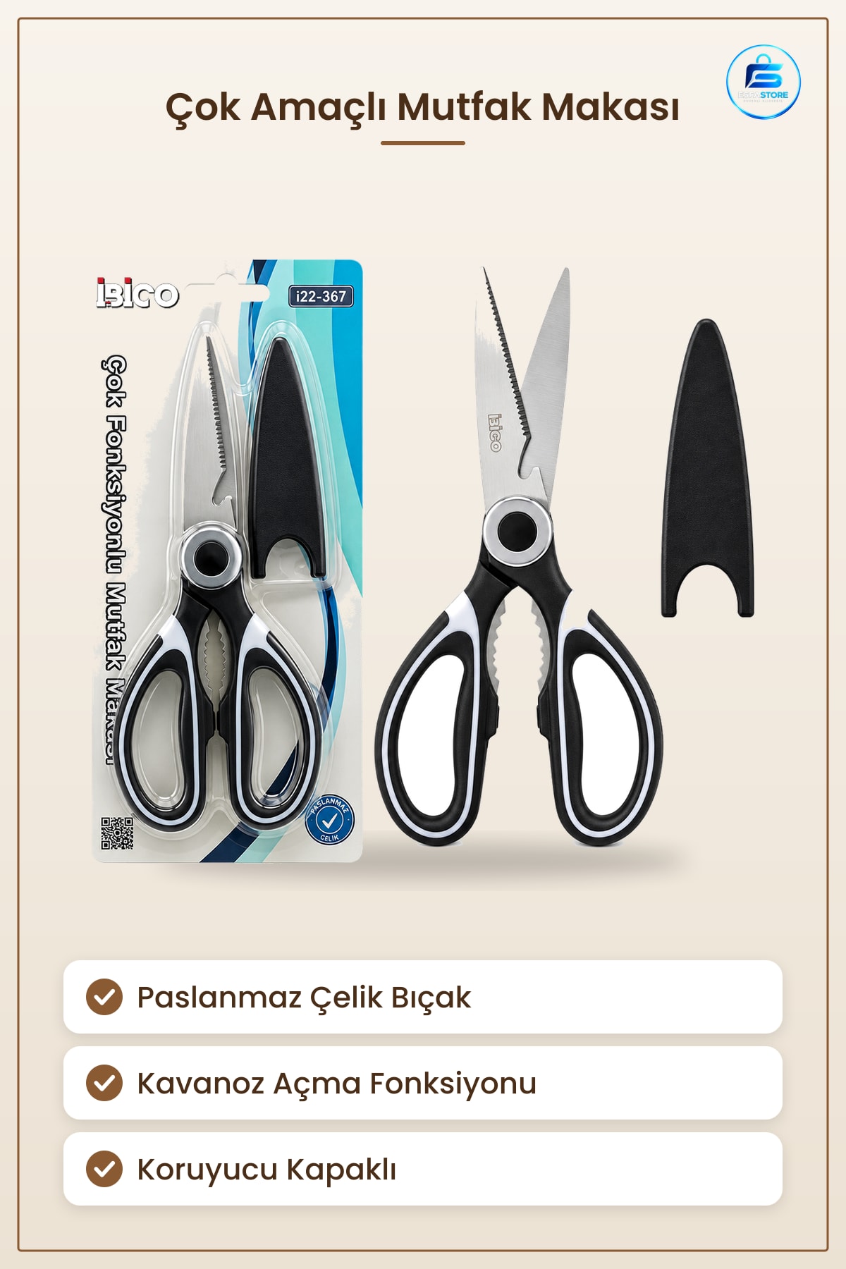 Çok Amaçlı Mutfak Makası Paslanmaz Çelik Kıracak Açacak Kesici Makas Kavanoz Şişe Açıcı
