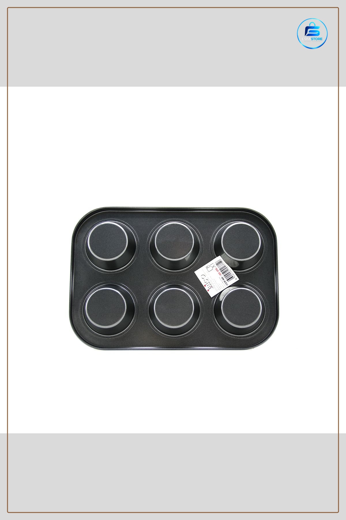 Muffin Kek Kalıbı 6 Gözlü Siyah Metal Fırın ve Pişirme Cupcake Karbon Çelik Mutfak Dayanıklı