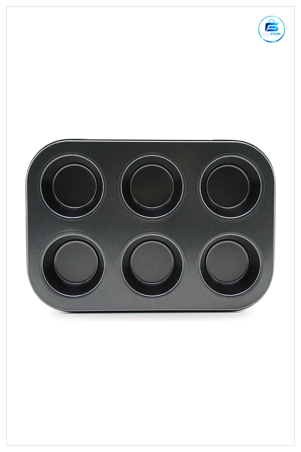 Muffin Kek Kalıbı 6 Gözlü Siyah Metal Fırın ve Pişirme Cupcake Karbon Çelik Mutfak Dayanıklı