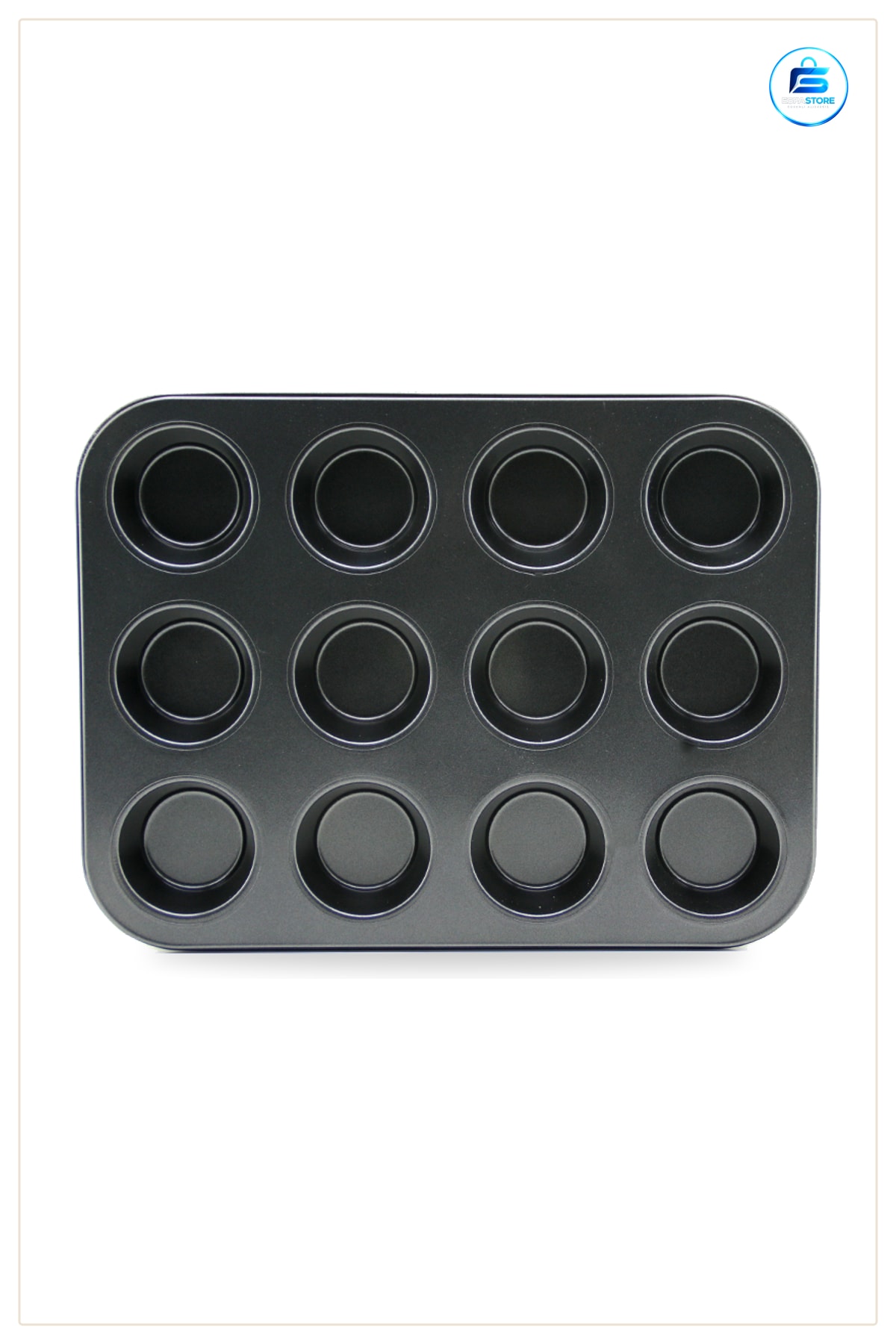 Metal Muffin Kek Kalıbı 12 Gözlü Siyah Yapışmaz Kaplama Fırın Cupcake Tepsisi Mutfak
