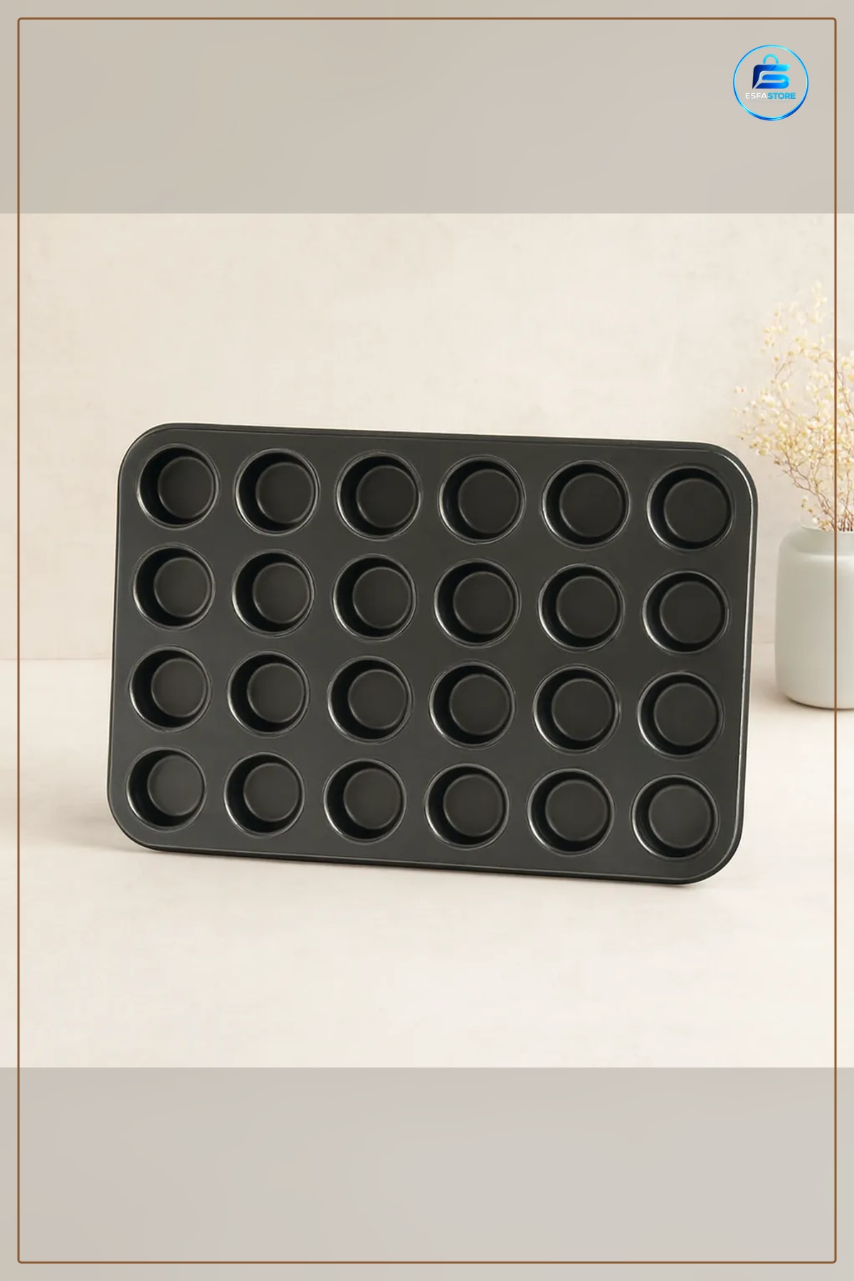 Muffin Kek Fırın Kalıbı 24 Bölmeli Siyah Metal Mutfak Pişirme Tepsisi Tart Hamur İşi