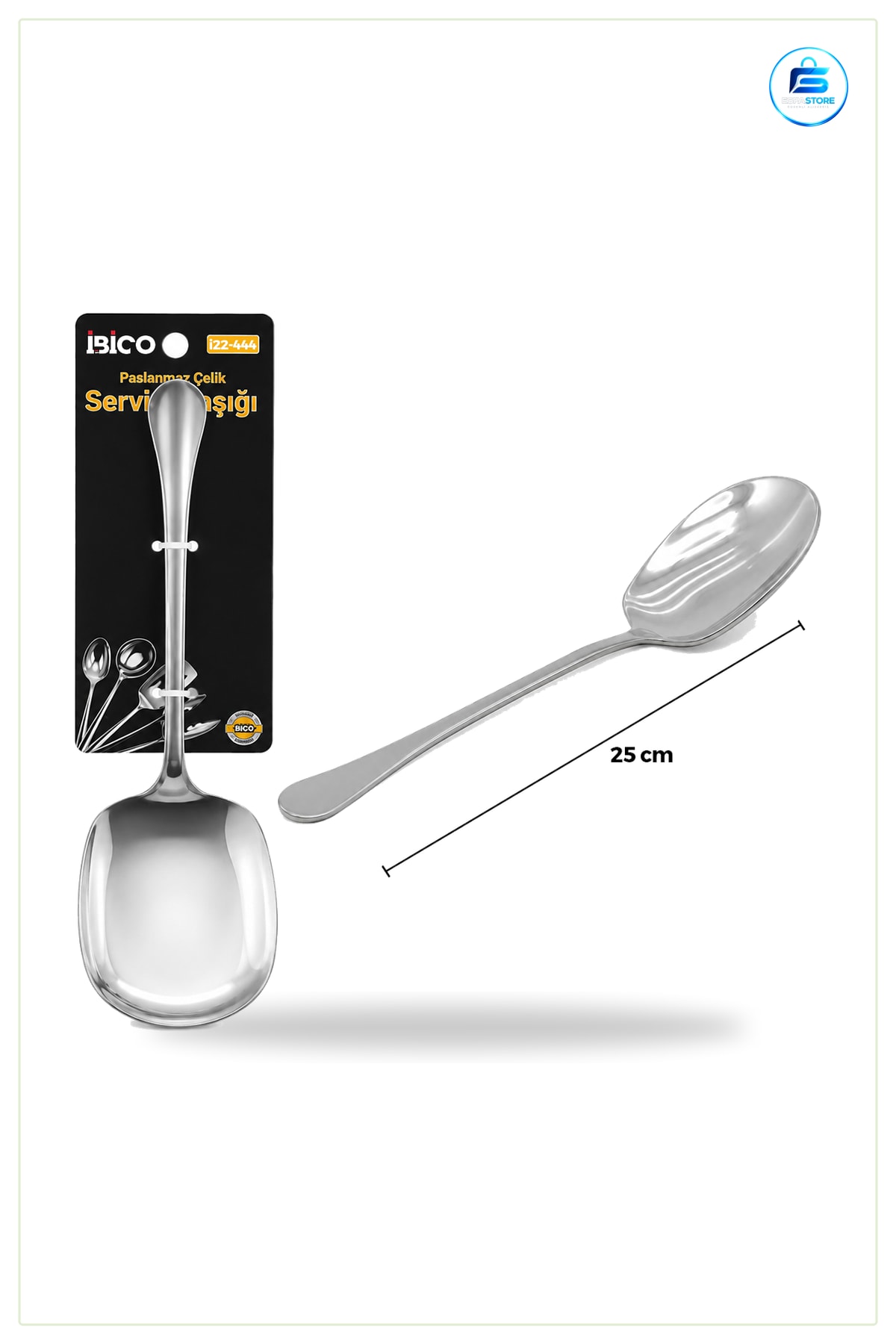 Paslanmaz Çelik Krom Servis Kaşığı 25 cm Pişirme Malzemesi Mutfak Sofra Dayanıklı Ergonomik