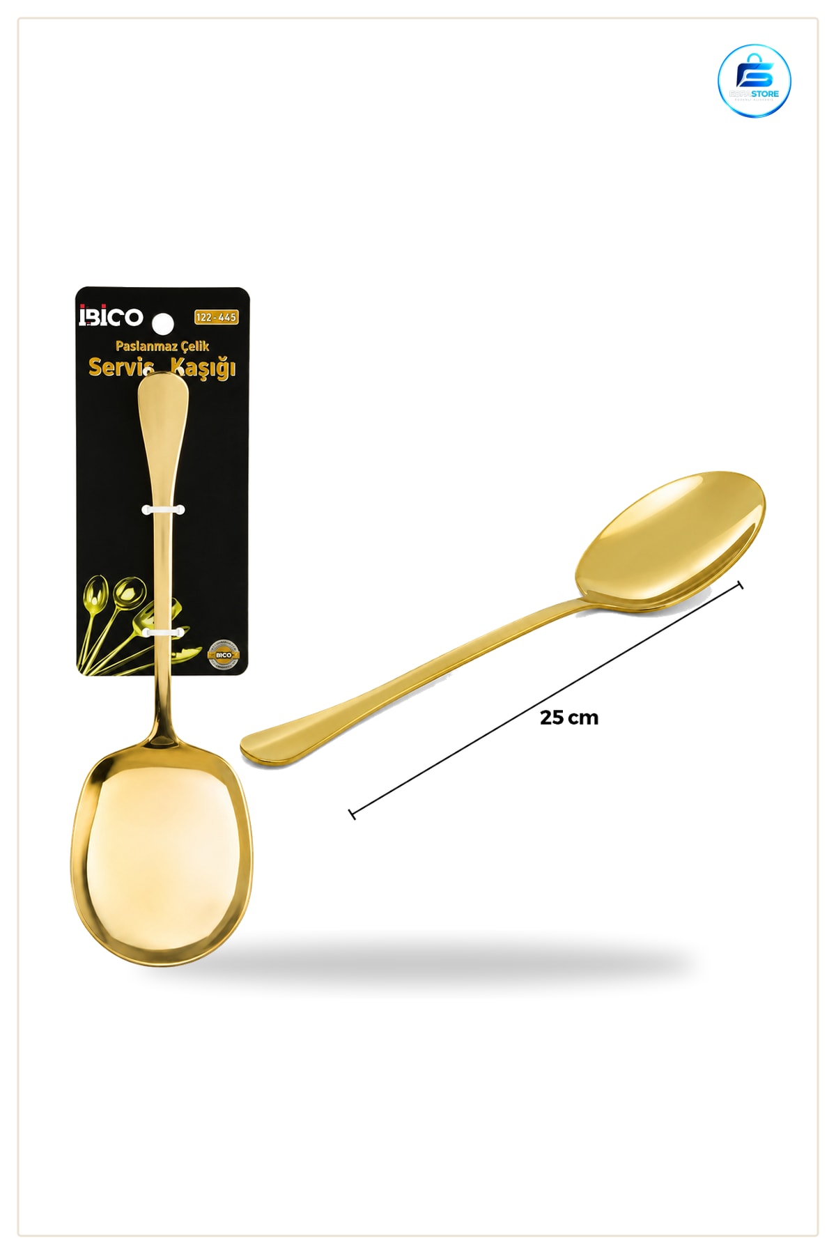 Metal Servis Kaşığı 25 cm Altın Renk Pilav Makarna Salata Çorba Sofra Mutfak Dekoratif Paslanmaz