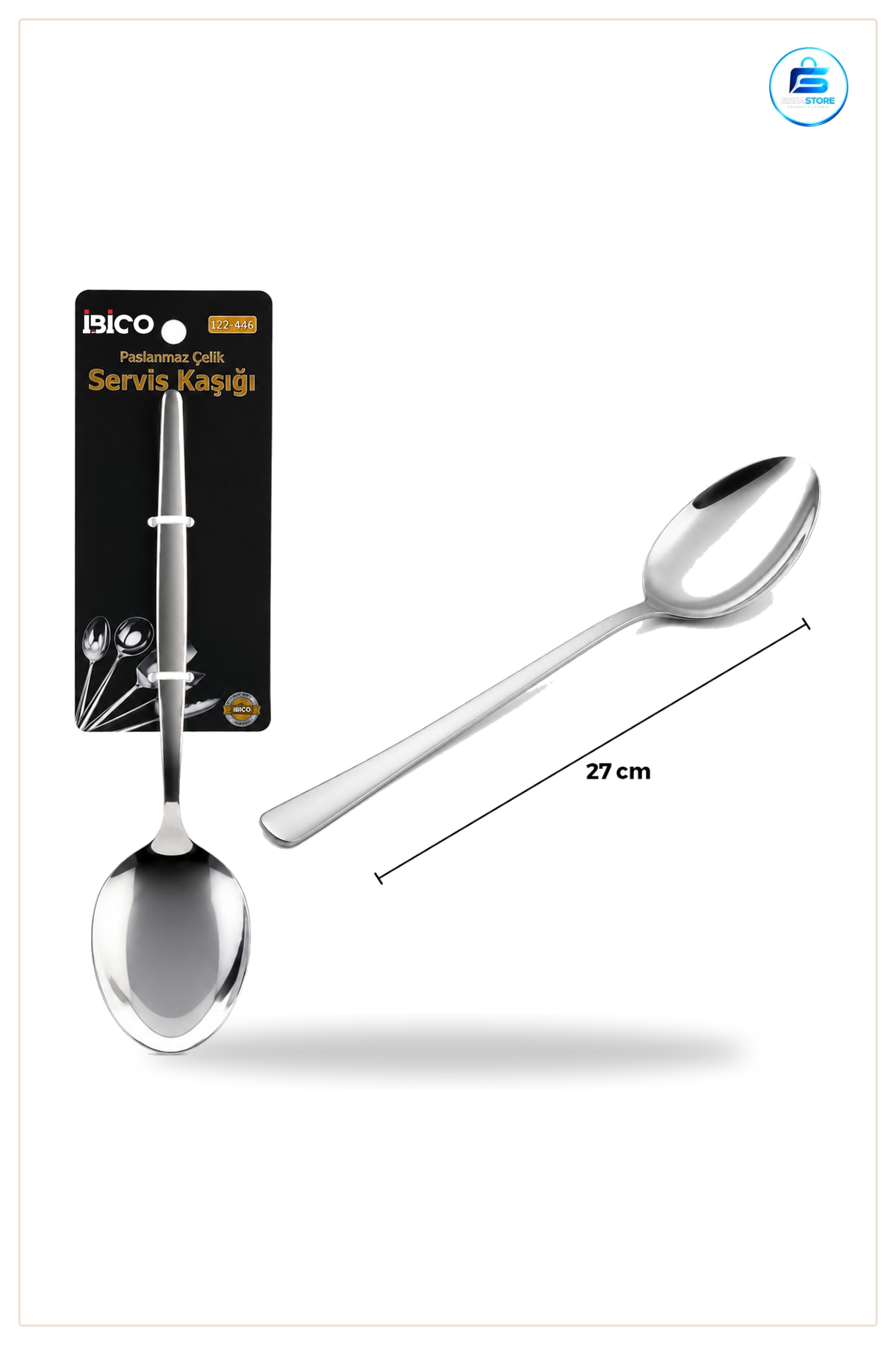 Servis Kaşığı 27 cm Krom Metal Paslanmaz Çelik Pilav Makarna ve Salata Sunumu İçin