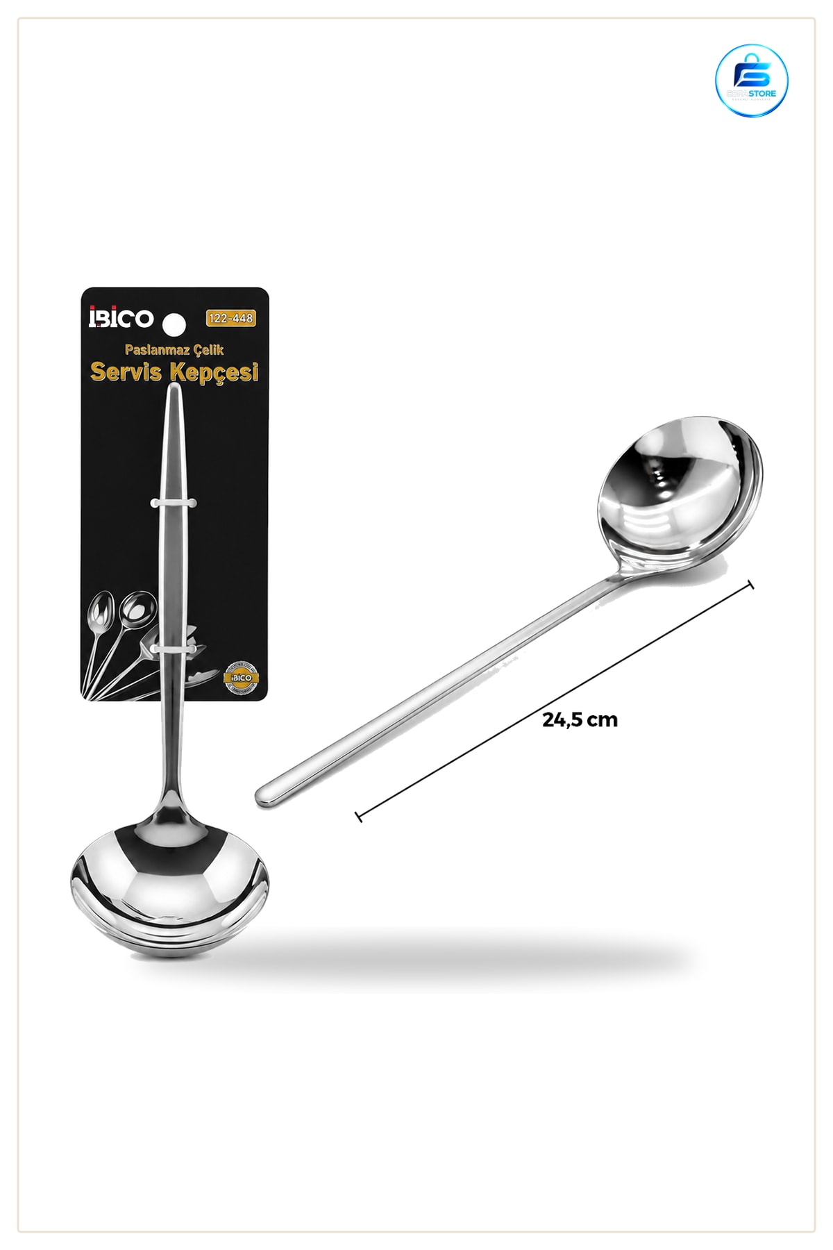 Krom Metal Servis Kepçe 24,5 cm Parlak Kaplı Çorba Sos Sıvı Yemek Servisi Sofra Mutfak