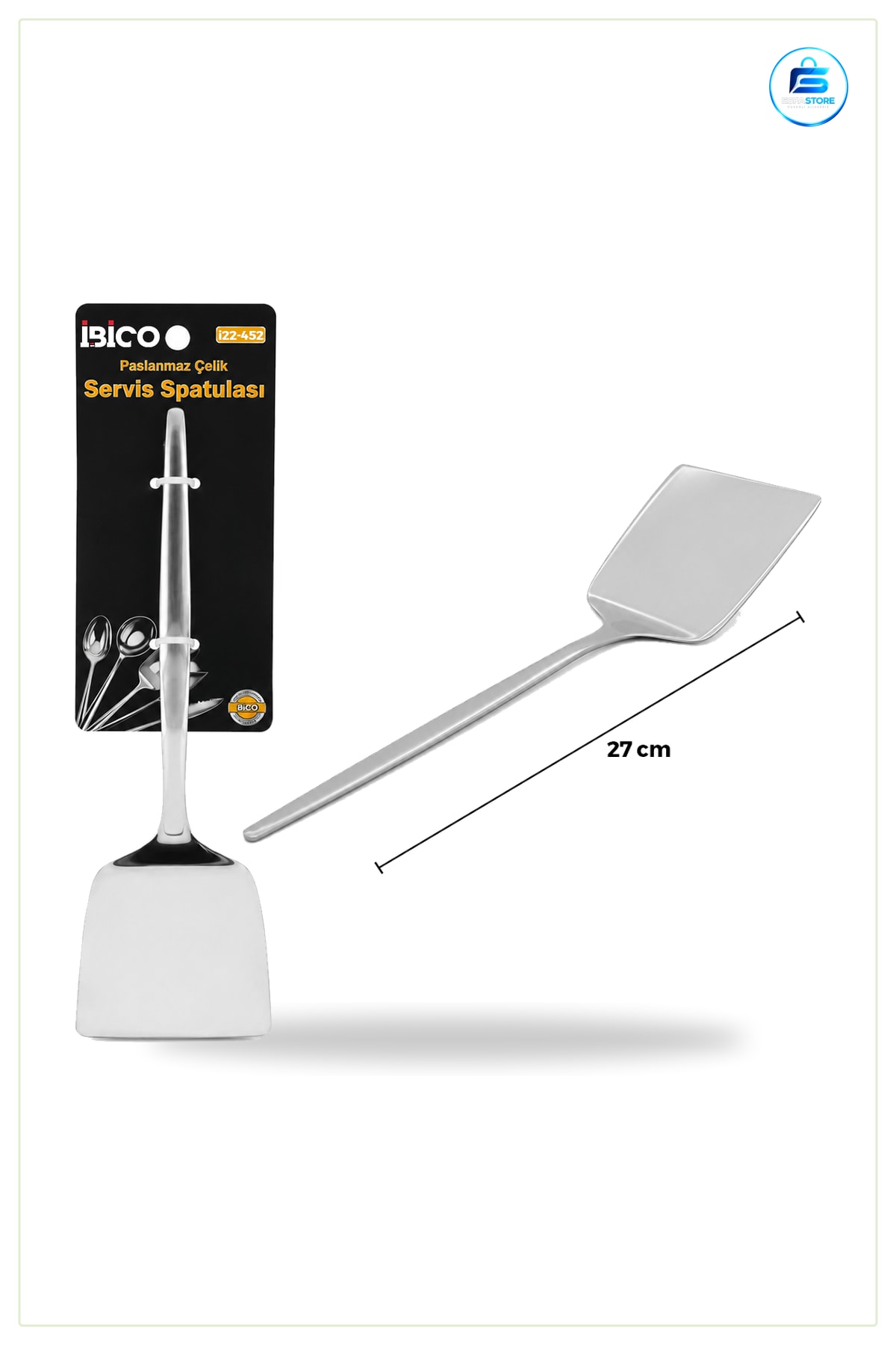 Krom Kaplama Metal Spatula 27 cm Pişirme ve Servis Malzemesi Pasta Kek Börek Hamur İşi