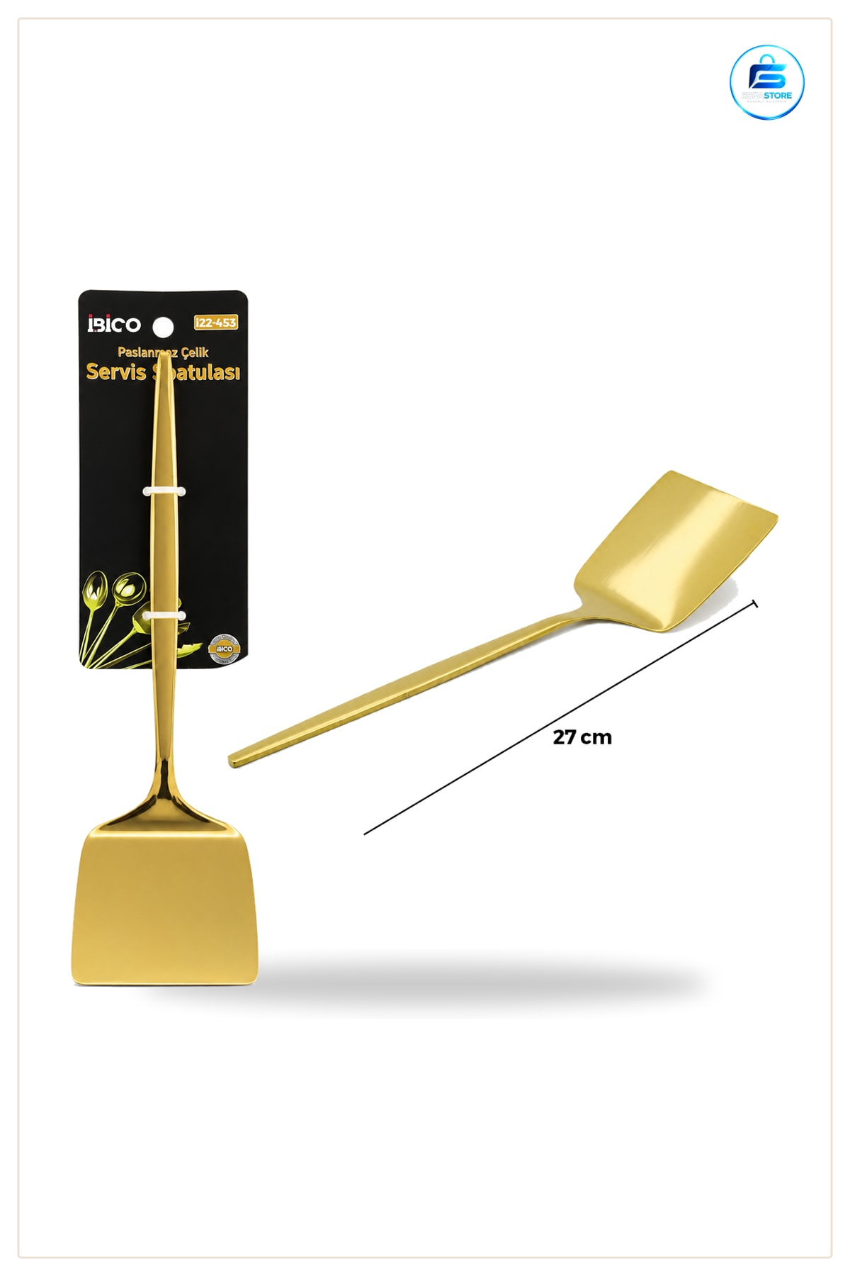 Altın Renk Metal Servis Spatula Tatlı Pasta Börek Servisi Ergonomik Sap Sunum Sofra Mutfak
