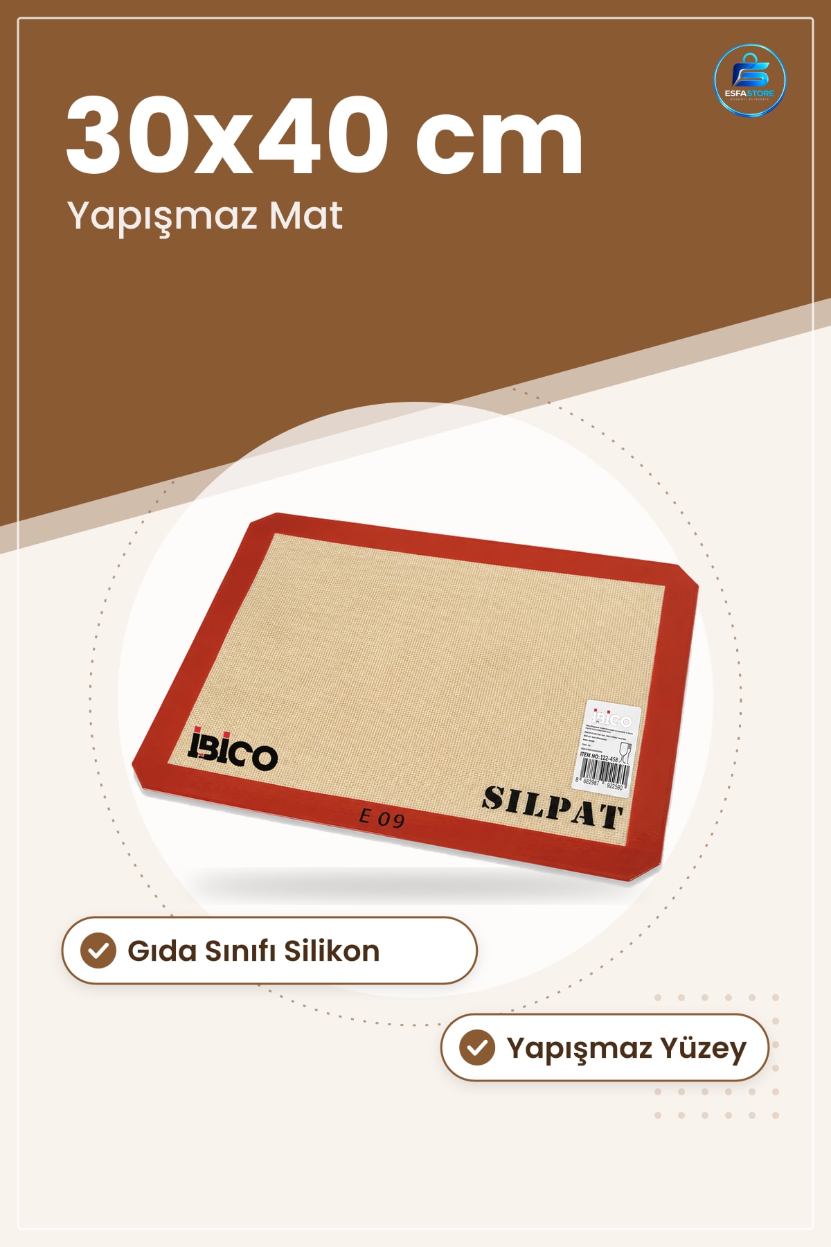 Silikon Fırın Pişirme Matı 30x40 cm Gıda Sınıfı Yapışmaz Kurabiye Kek Hamur Altlığı Mutfak