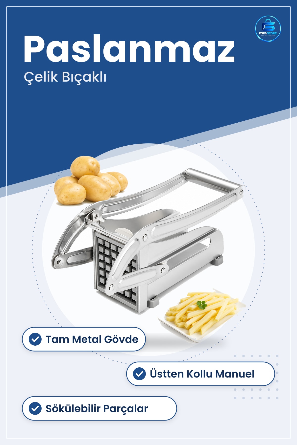 Doğrayıcı Patates Sebze Dilimleme Makinesi Tam Metal Üstten Kollu Manuel Paslanmaz Çelik Bıçaklı