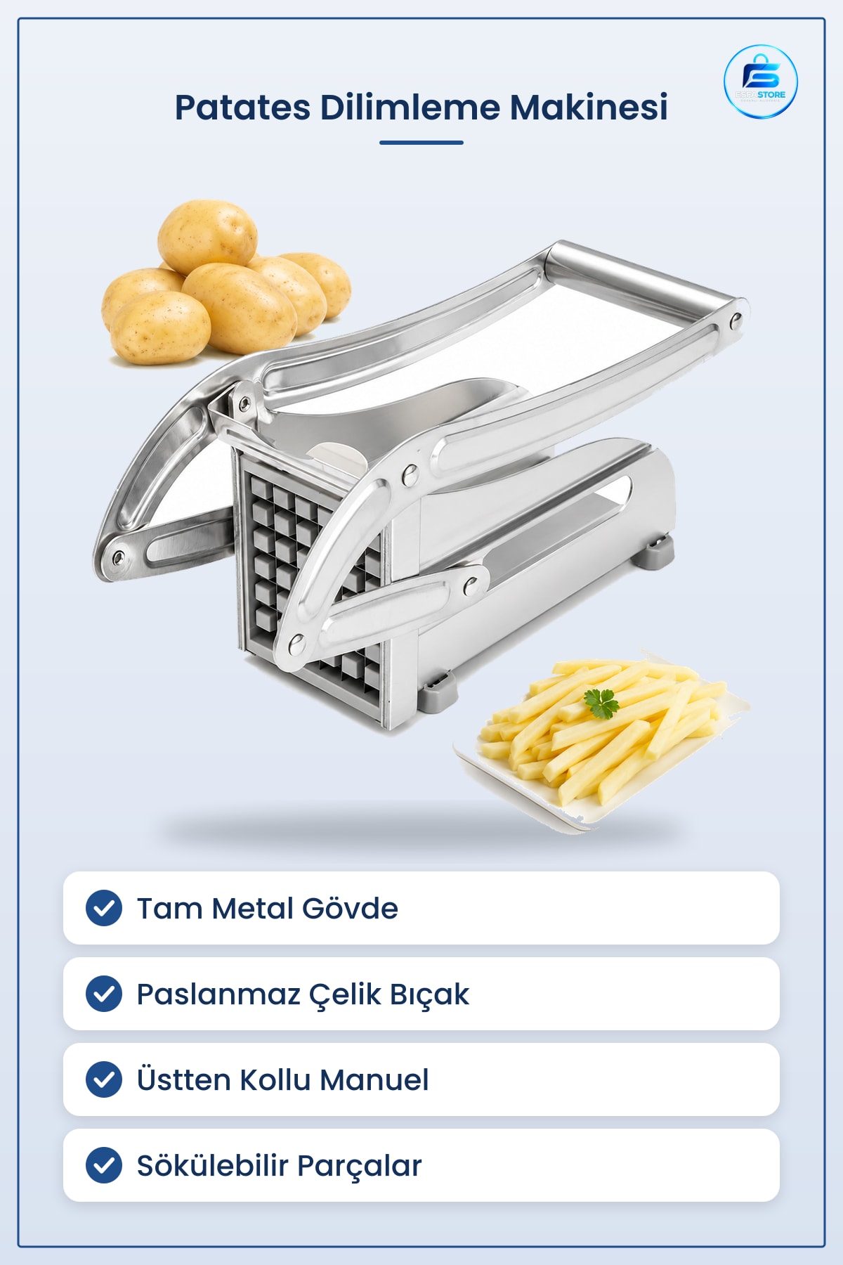 Doğrayıcı Patates Sebze Dilimleme Makinesi Tam Metal Üstten Kollu Manuel Paslanmaz Çelik Bıçaklı