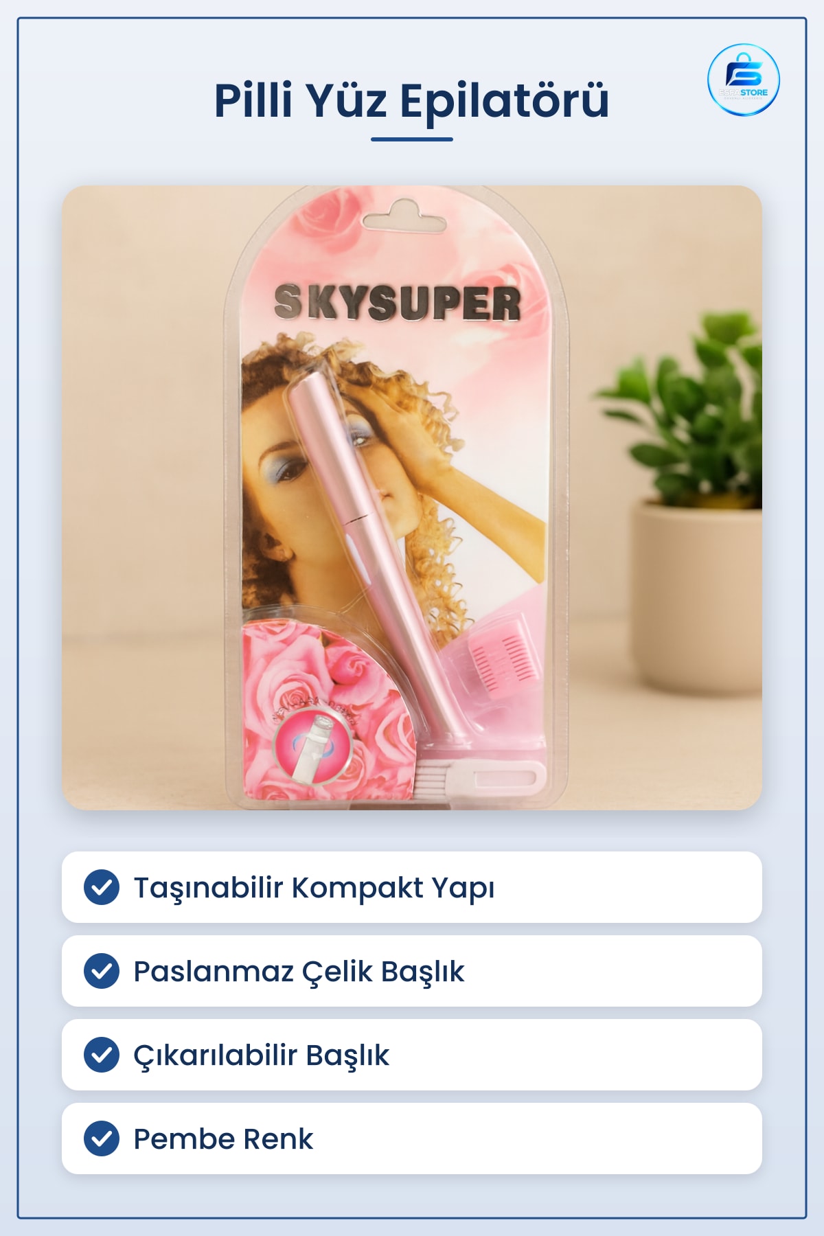 Epilatör Pilli Yanak Kıl Alma Makinesi Yüz Tüy Taşınabilir Hijyenik Kişisel Bakım Pembe