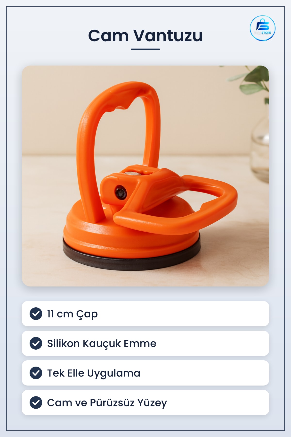 Cam Vantuzu 11 cm Silikon Taşıma Kaldırma Tutucu Hırdavat Avadanık Tek Elle Montaj Atölye