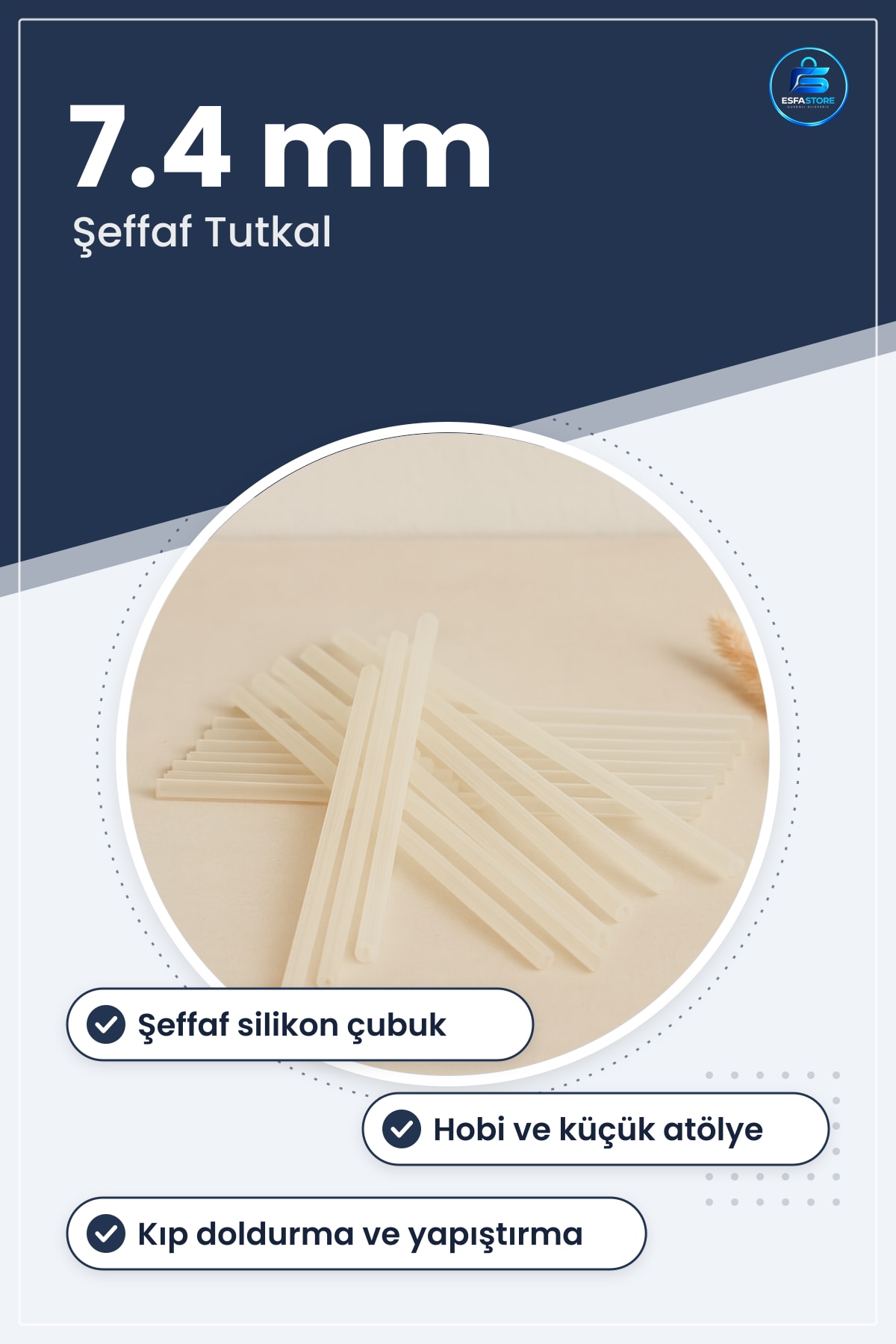 Silikon Sıcak Tutkal Çubuğu 7.4 mm 1 kg Şeffaf Yapıştırıcı Çubuk Hobi ve Atölye Üretimi İçin