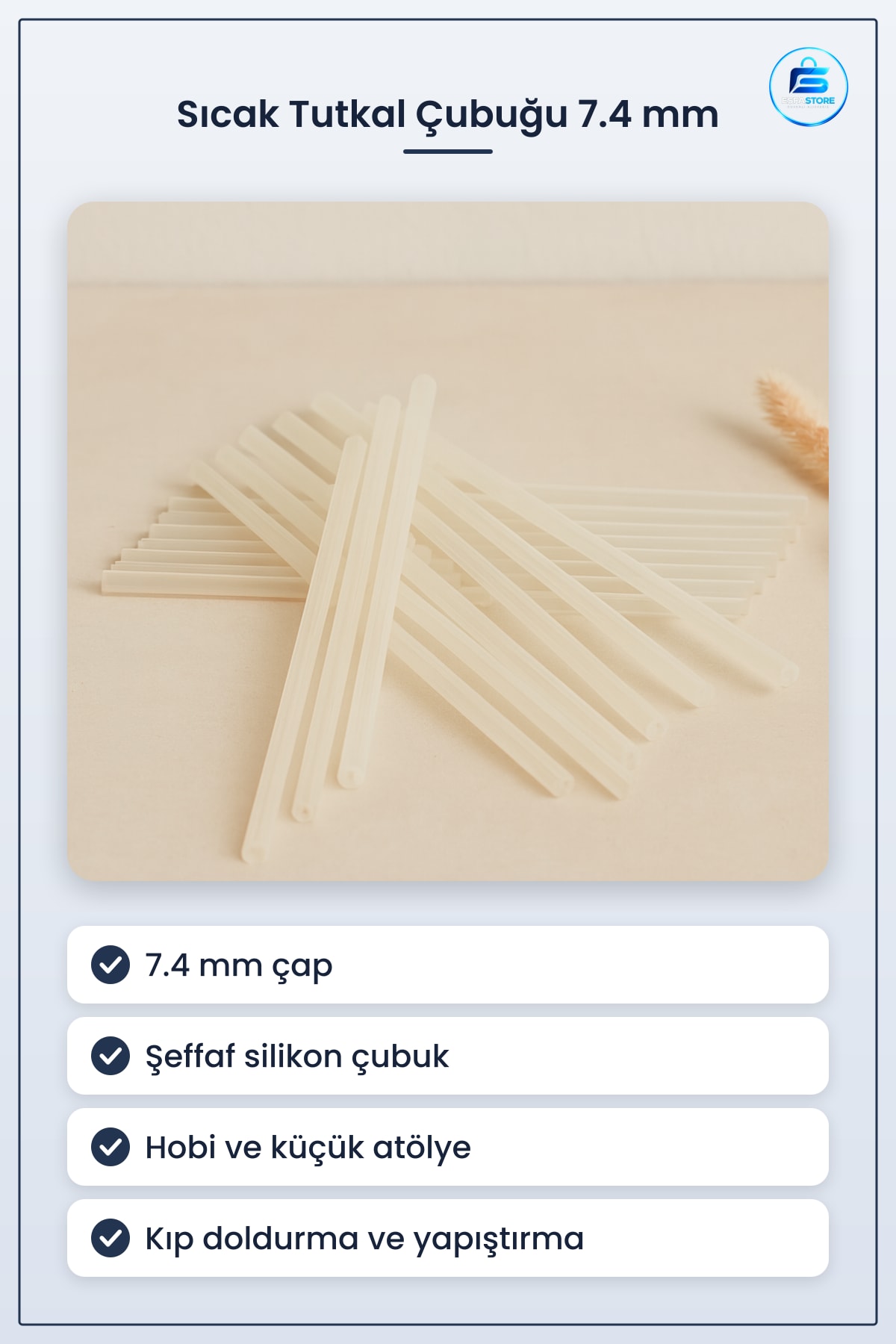 Silikon Sıcak Tutkal Çubuğu 7.4 mm 1 kg Şeffaf Yapıştırıcı Çubuk Hobi ve Atölye Üretimi İçin