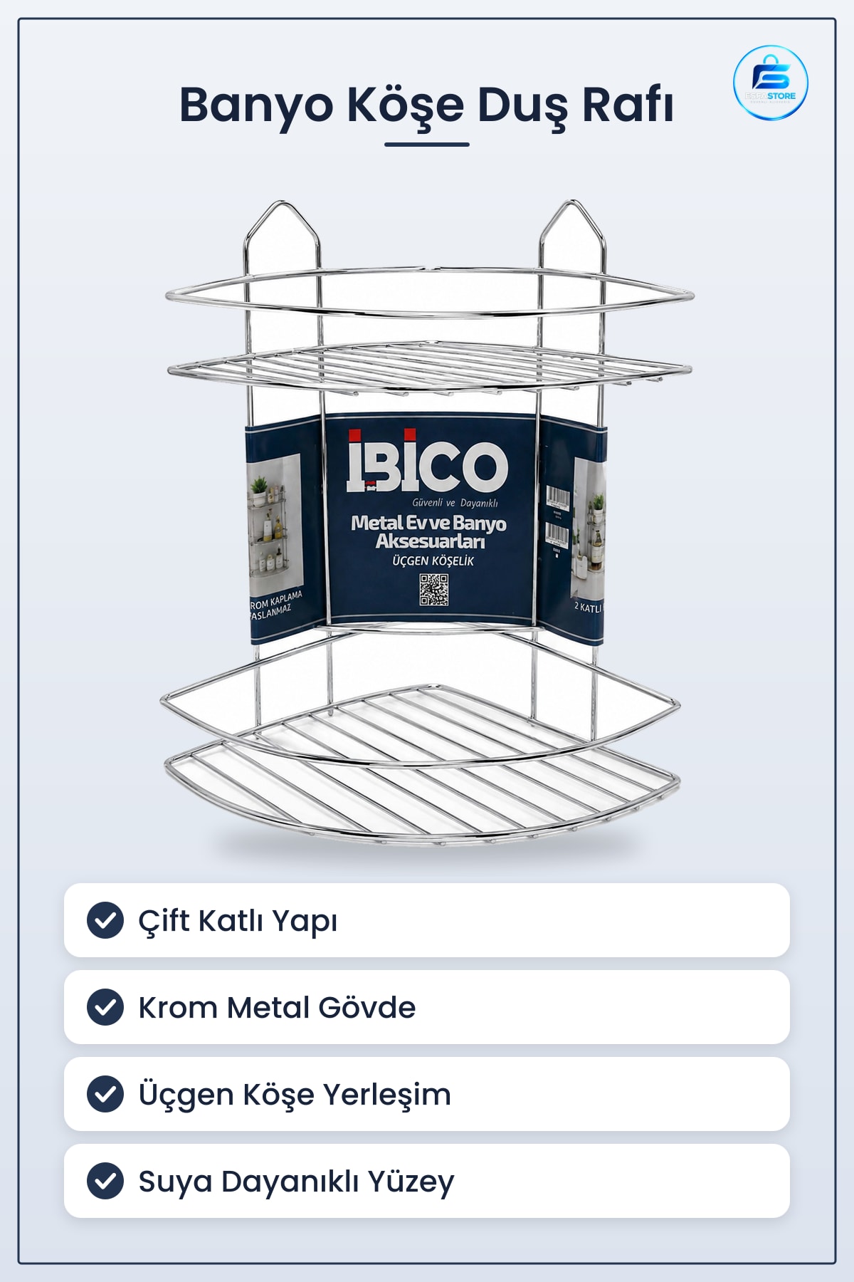 Çift Katlı Krom Metal Banyo Köşeliği Üçgen Duş Rafı Paslanmaz Kaplama Düzenleyici Köşe