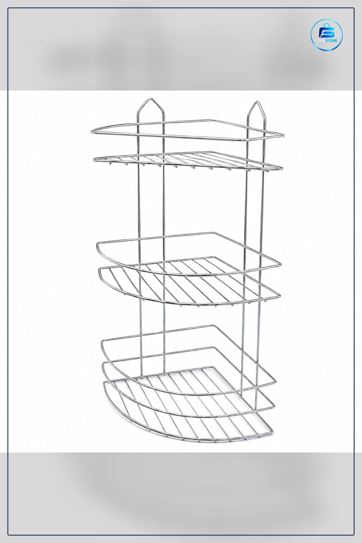 Üç Katlı Üçgen Metal Banyo Köşeliği Krom Düzenleyici Boy 48cm En 20cm Raf Arası 17cm