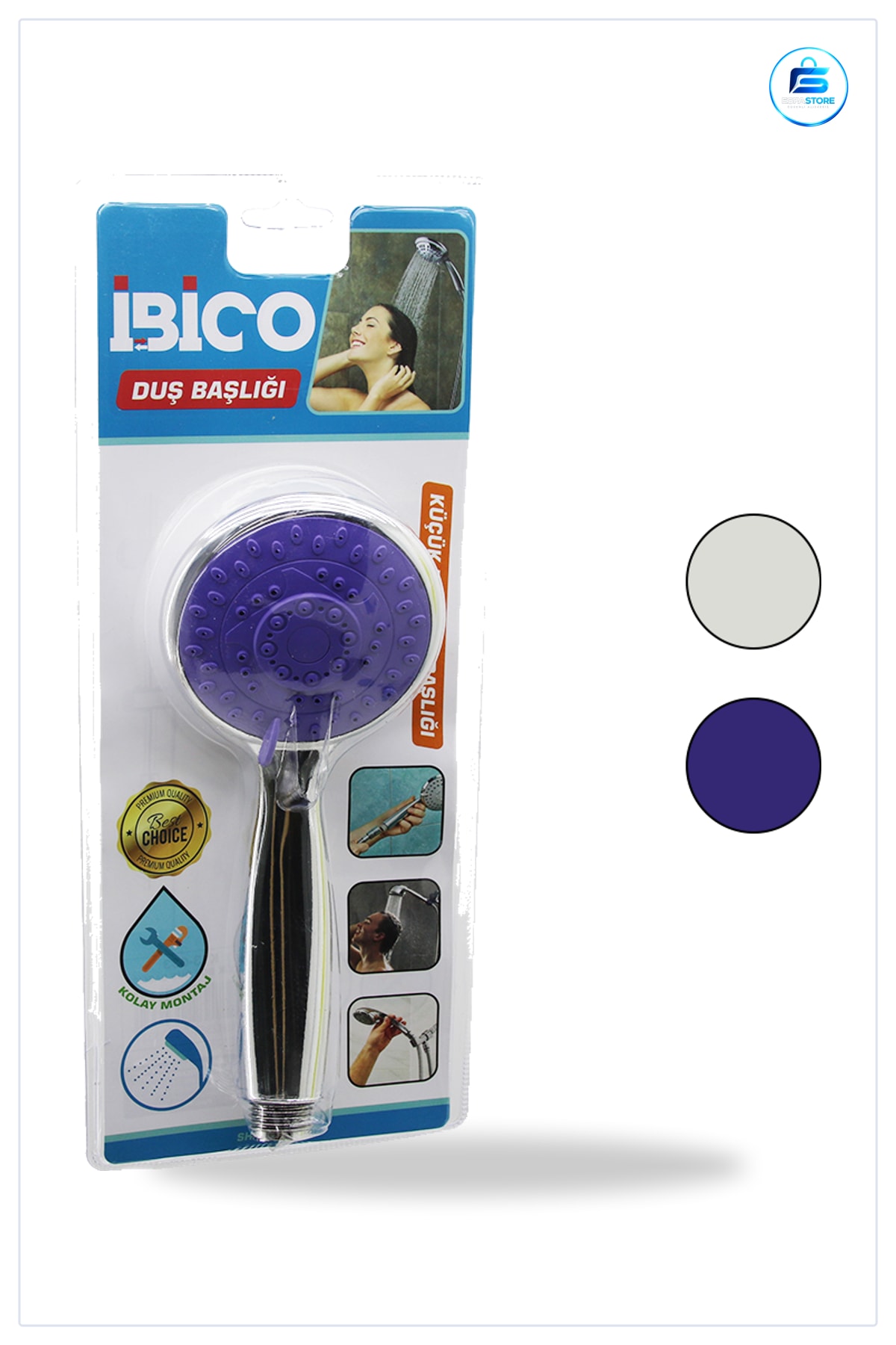Duş Başlığı 8 cm Kademeli Krom Küçük Boy Banyo Kompakt Standart Hortum Uyumlu Kolay Montaj