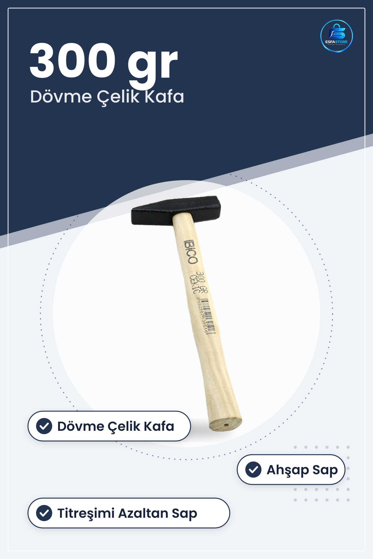 Tesviyeci Çekiç Ahşap Saplı Dövme Çelik 300 gr Marangoz Hırdavat Metal Şekillendirme Vuruş