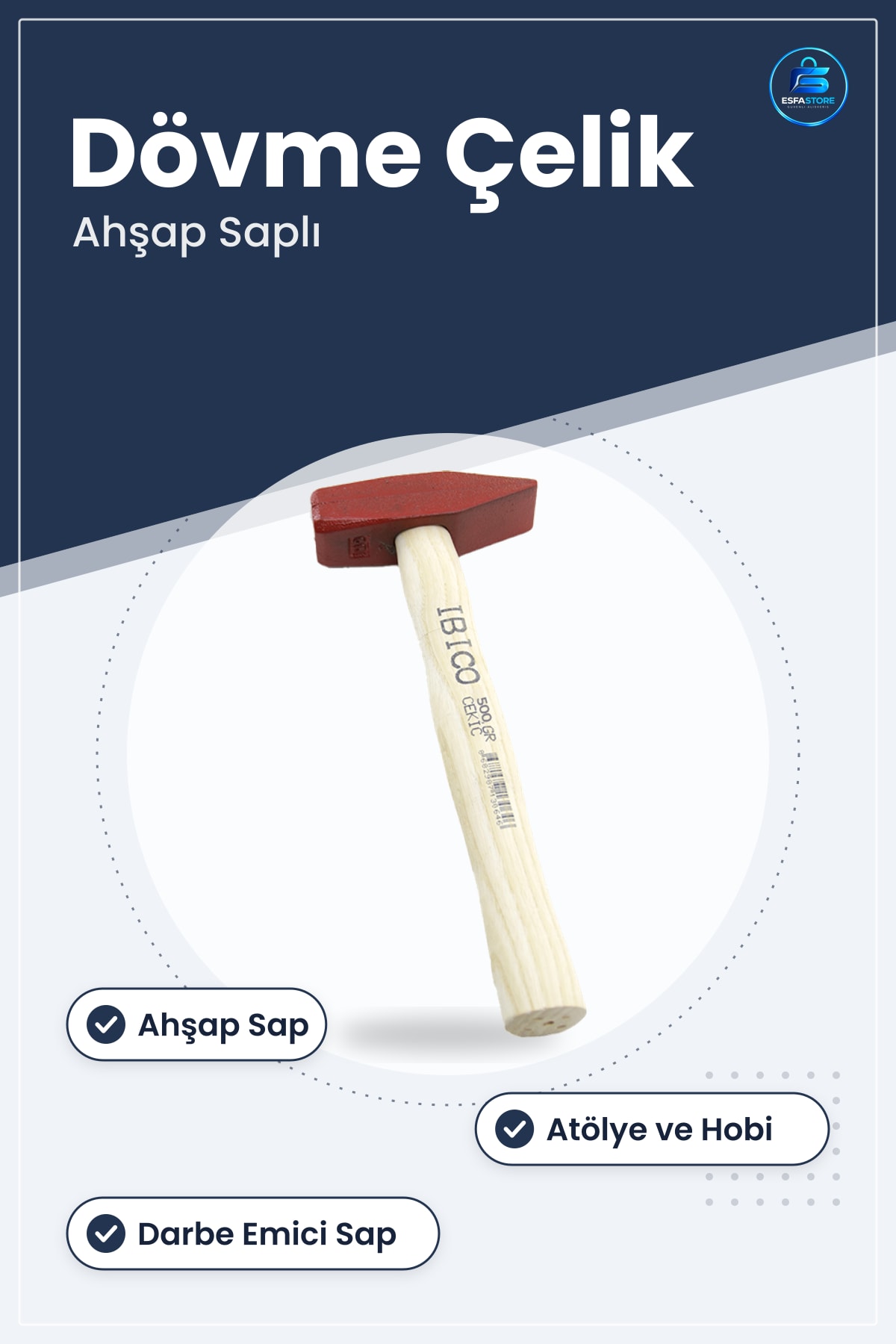 Tesviyeci Çekiç Ahşap Saplı Dövme Çelik Tesviye Çekici Atölye El Aleti Hırdavat Metal İşleri