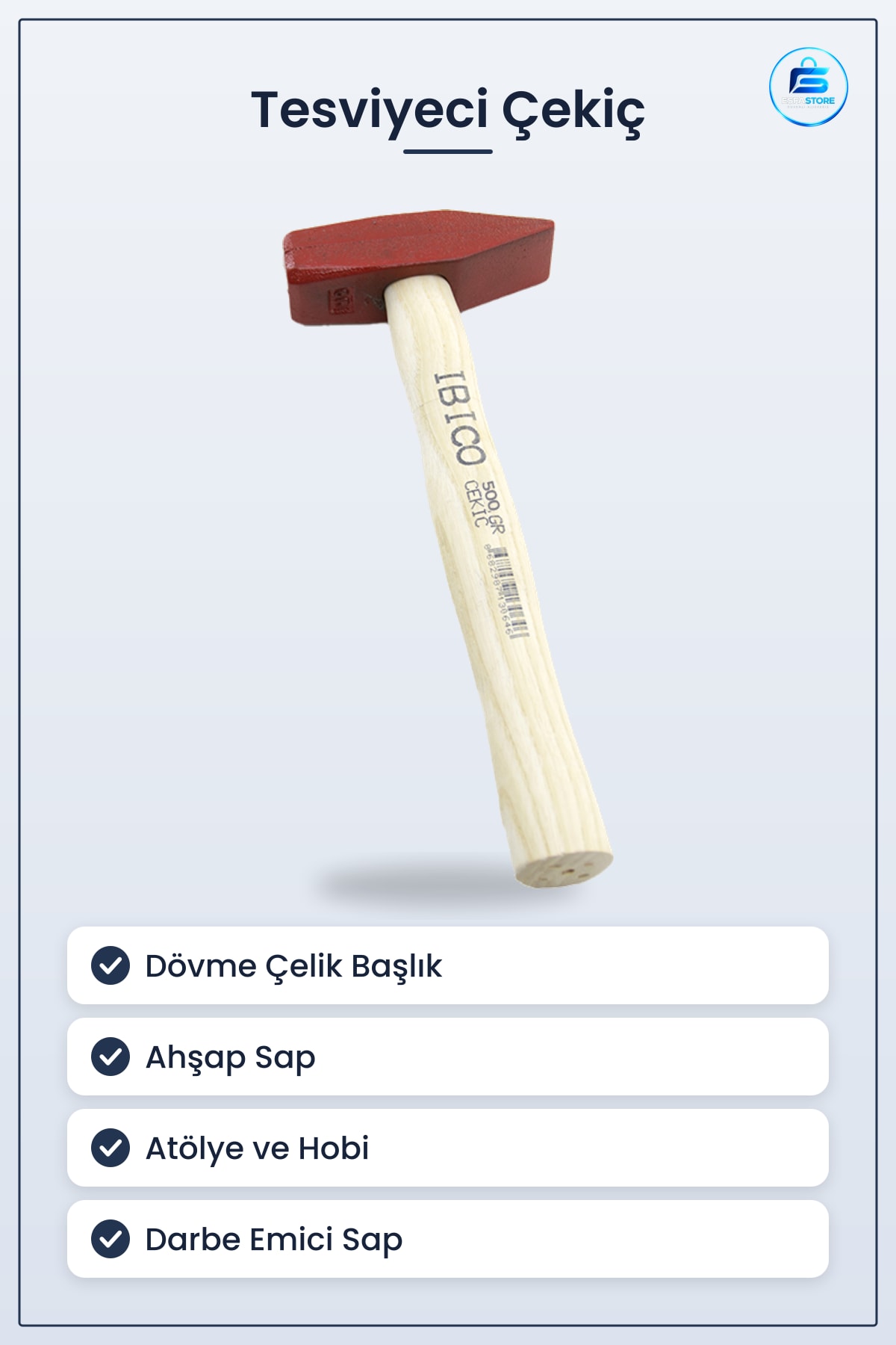 Tesviyeci Çekiç Ahşap Saplı Dövme Çelik Tesviye Çekici Atölye El Aleti Hırdavat Metal İşleri
