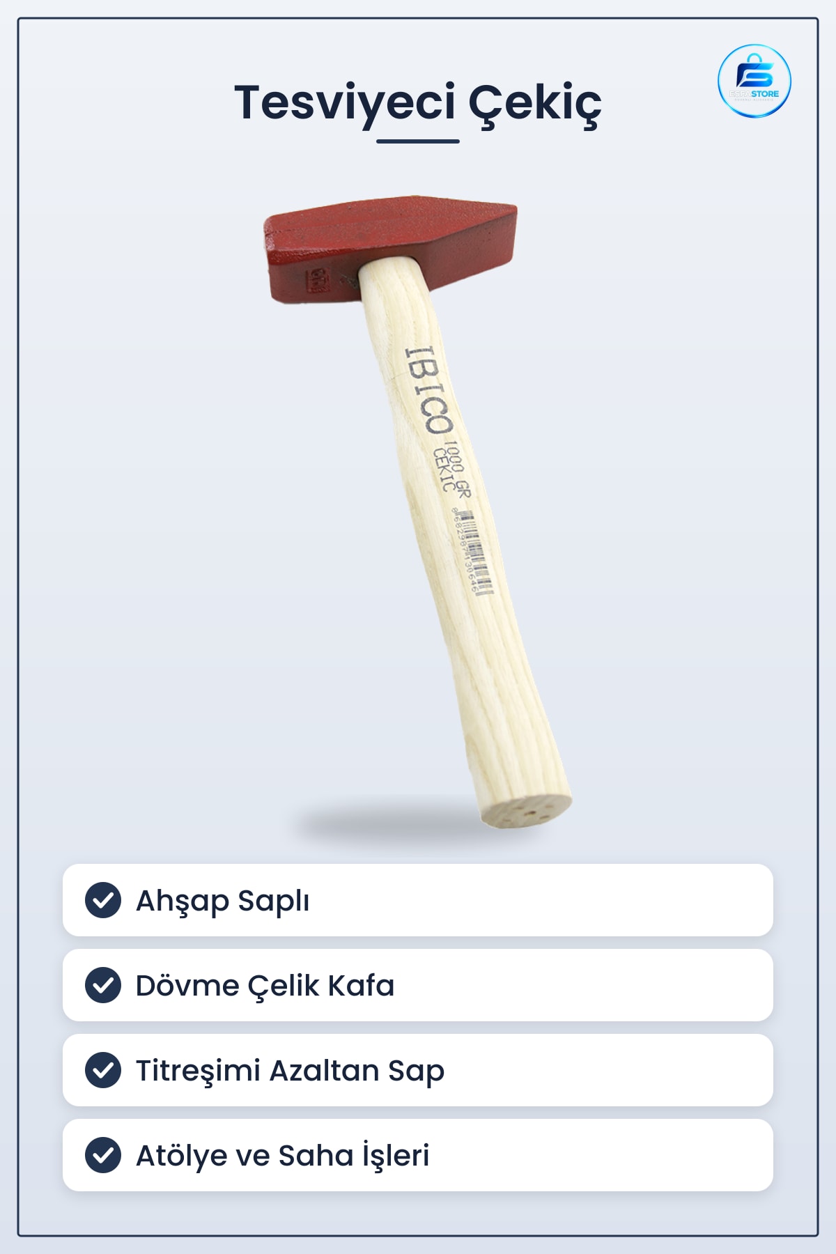 Tesviyeci Çekiç Ahşap Saplı Sıcak Alçaşımlı Dövme Çelik Kafa Metal Yapı Atölye Tesviye Vuruş Hassas