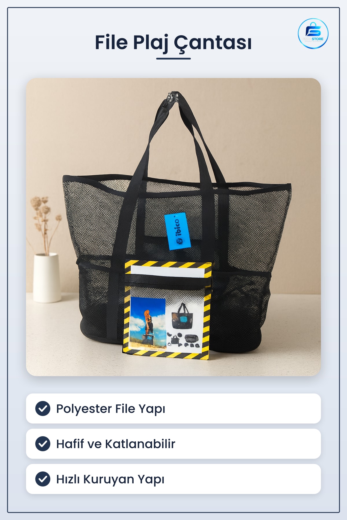 File Plaj Çantaı Polyester Hafif Katlanabilir Havlu Mayo Taşıma Hızlı Kuruyan Havuz Hazır