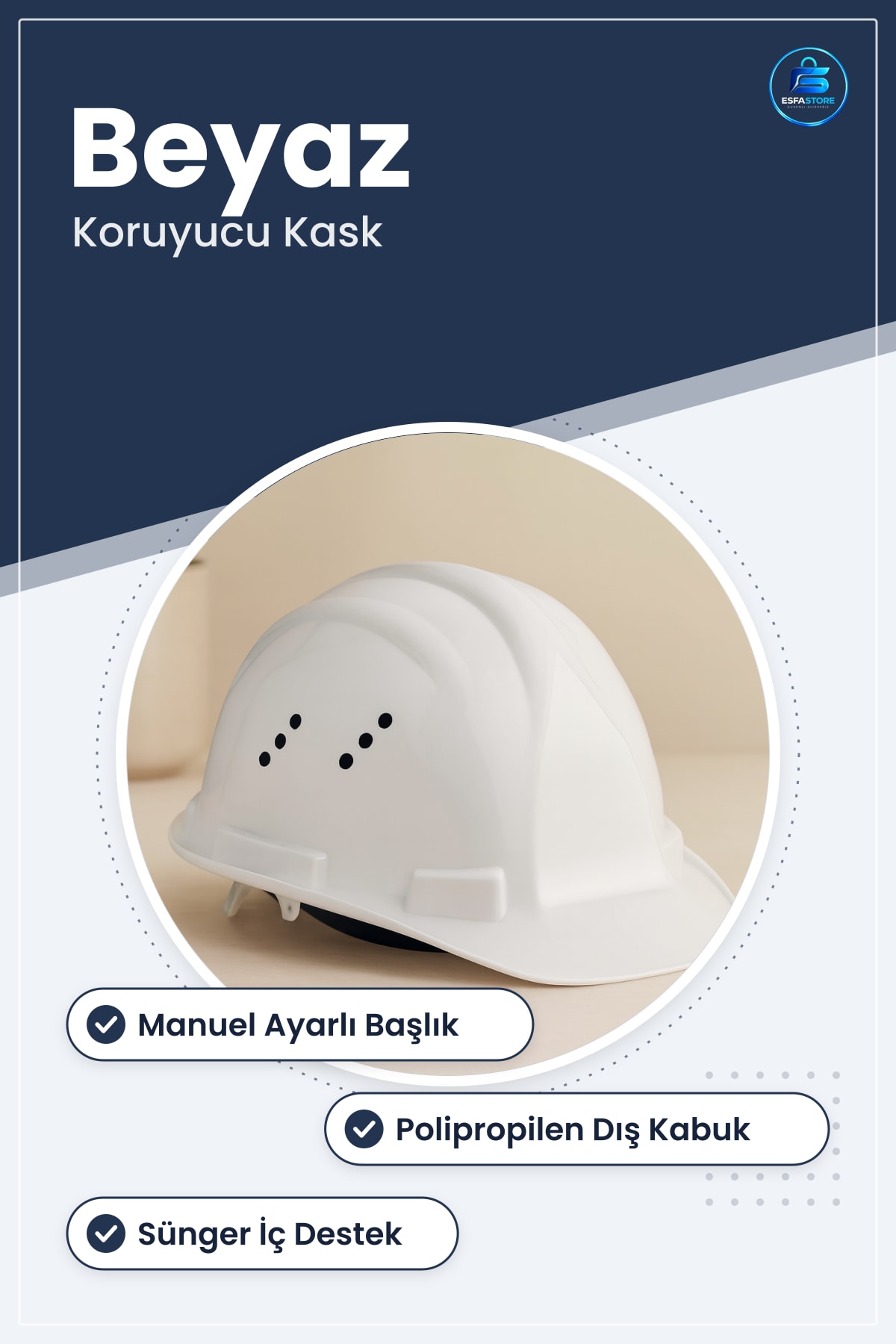 Baret İş Güvenliği Manuel Ayarlı Beyaz Havalandırmalı İnşaat Koruyucu Kask Şantiye Tesis