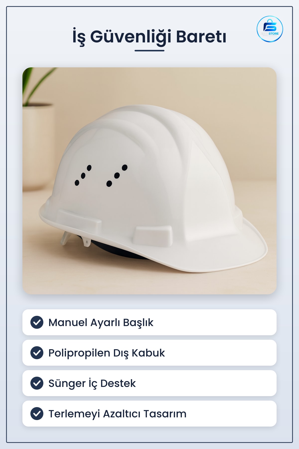 Baret İş Güvenliği Manuel Ayarlı Beyaz Havalandırmalı İnşaat Koruyucu Kask Şantiye Tesis