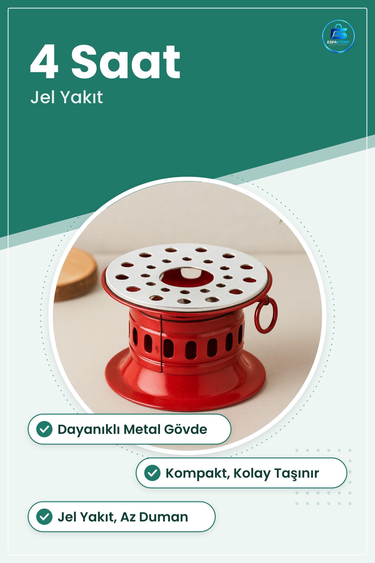 Kamp Ocak Osmanlı Jel Metal Piknik Taşınabilir Kompakt Stabil Gövde 4 Saat Yanma Ocakları