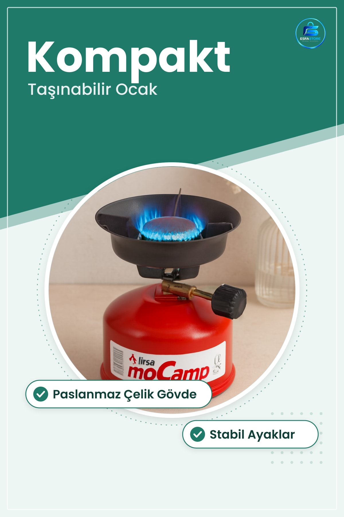 Portatif Kamp Ocağı Paslanmaz Çelik Gövdeli Hafif Kompakt Piknik Taşınabilir Outdoor Mutfak