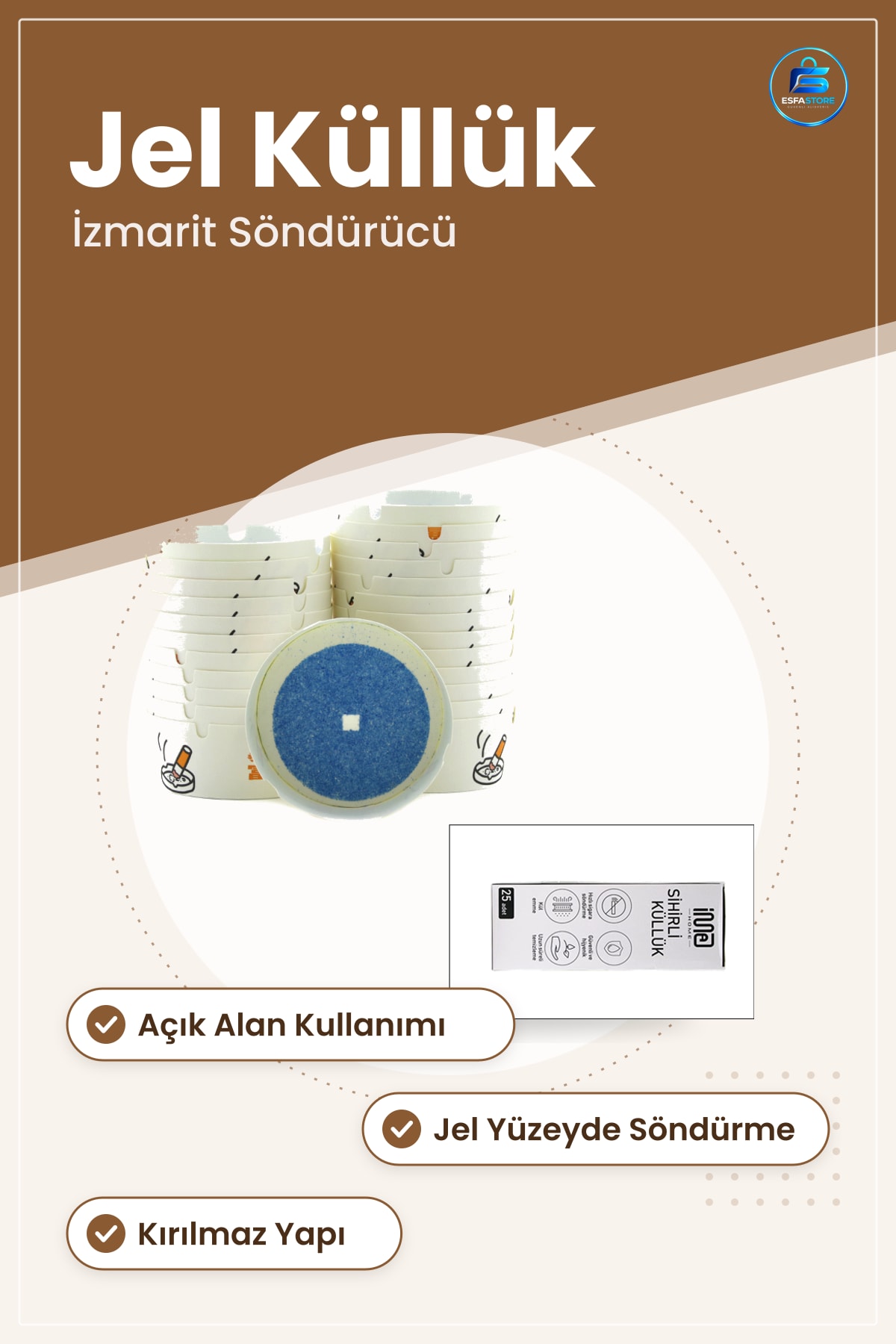 Tek Kullanımlık Jel Küllük Sigara İzmarit Söndürücü Kül Tablası Açık Alan Ofis Ev