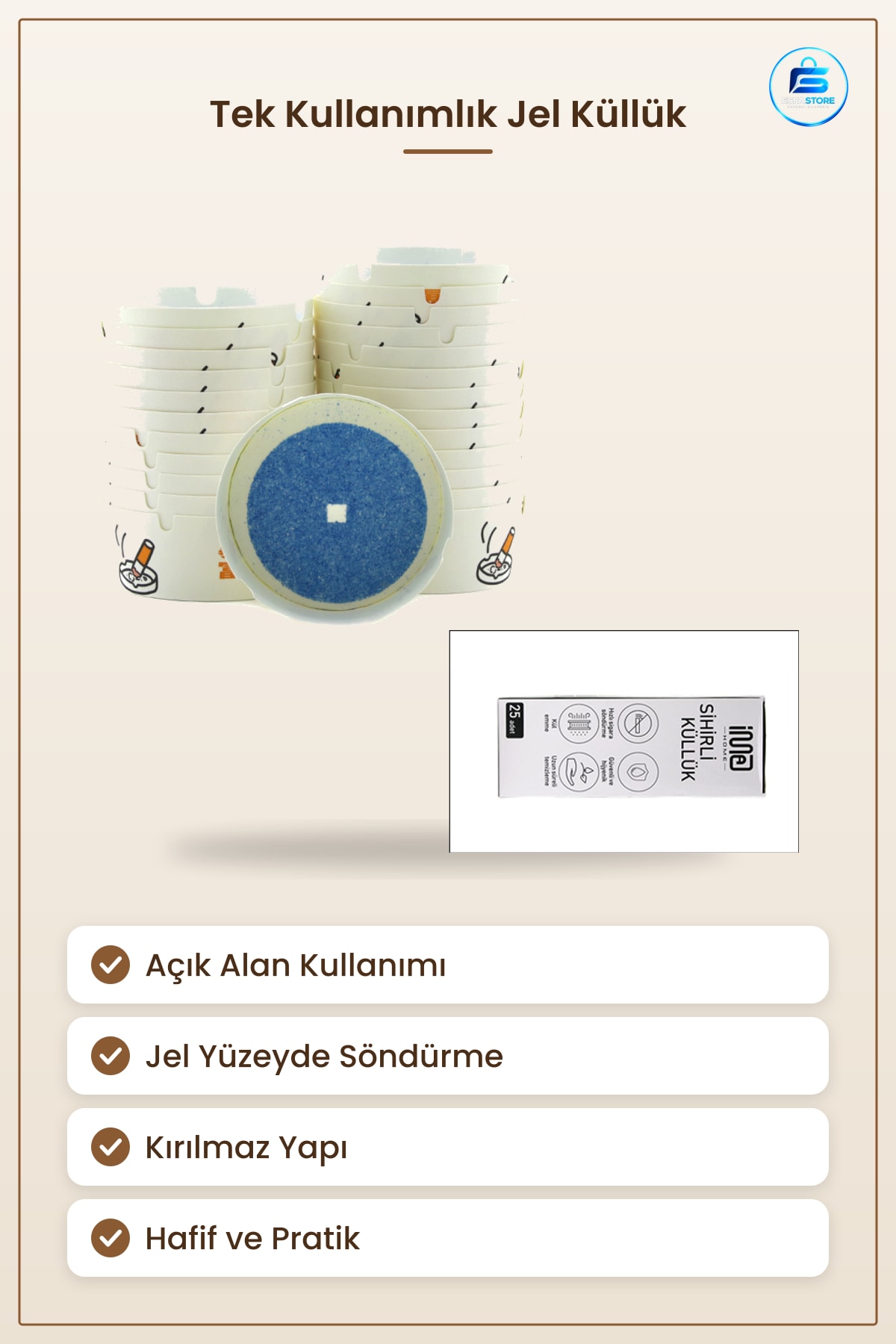 Tek Kullanımlık Jel Küllük Sigara İzmarit Söndürücü Kül Tablası Açık Alan Ofis Ev