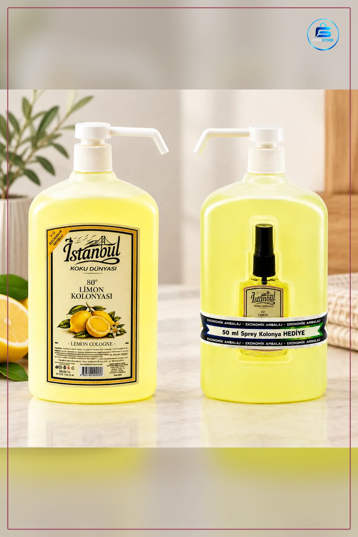 Kolonya Limon Kokulu Pompalı Alkollü Hızlı Kuruyan Ferahlatıcı El Temizliği Hijyen Kişisel Bakım