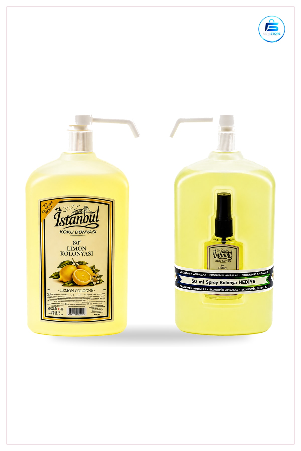 Kolonya Limon Kokulu Pompalı Alkollü Hızlı Kuruyan Ferahlatıcı El Temizliği Hijyen Kişisel Bakım