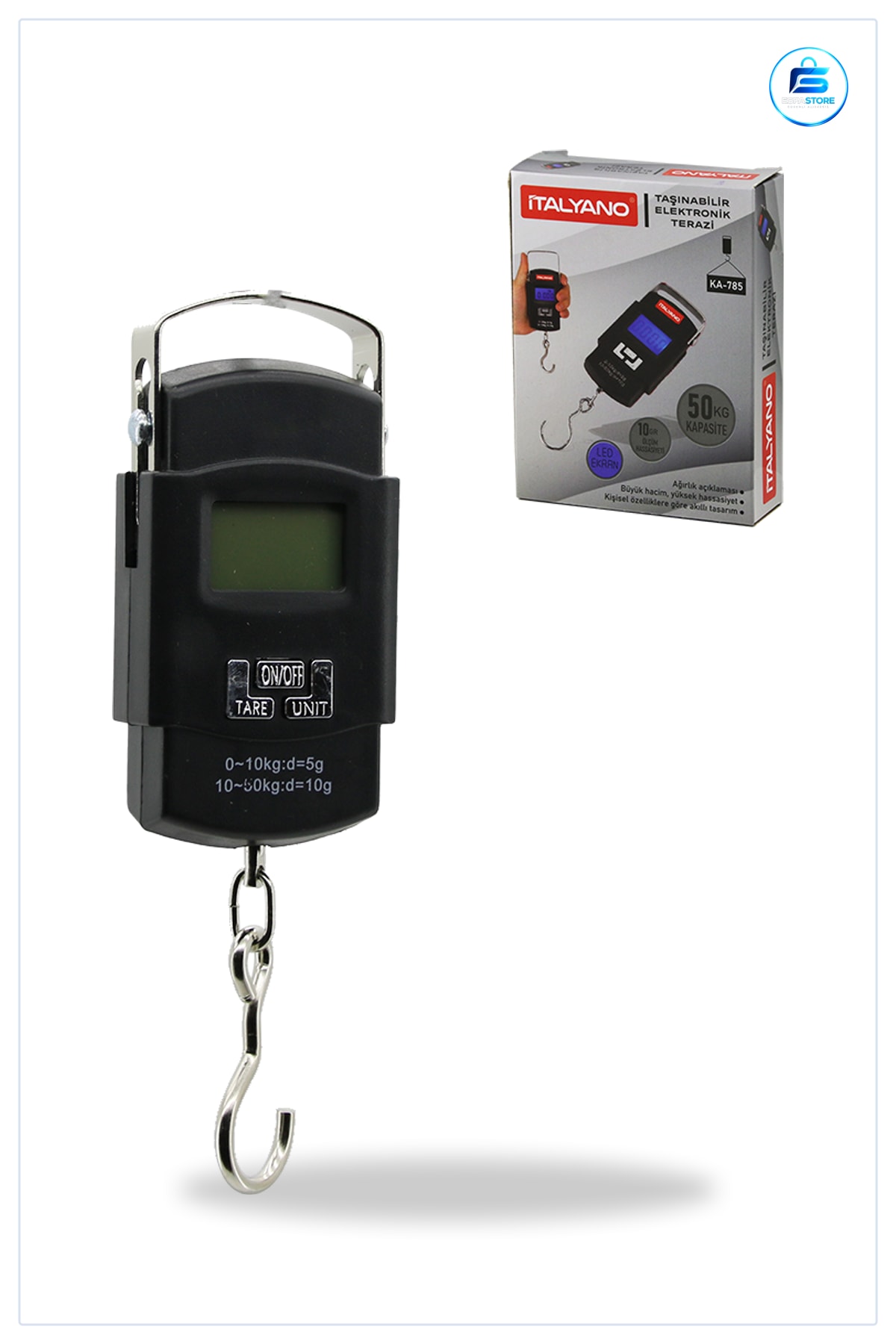 Dijital Tartı Kantar 50 kg Taşınabilir Askılı Elektronik Bagaj Terazisi LCD Ekranlı Kanca